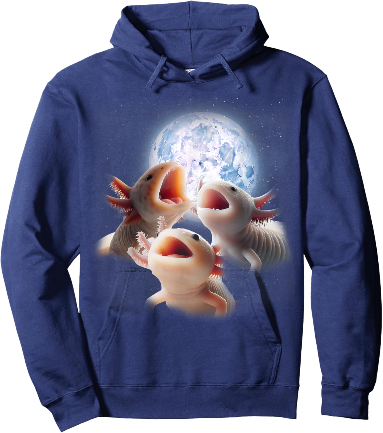 3 Axolotls Howling At The Moon Funny Axolotl Lover Kids Boy Hoodie - Hoodie | Navy