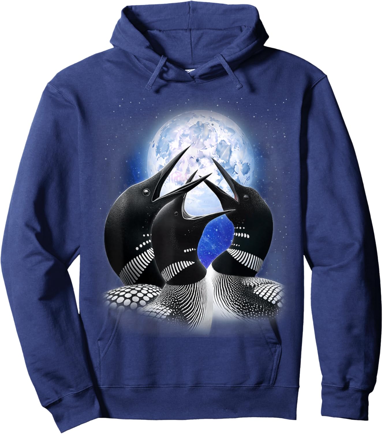 3 Common Loon Howling At The Moon Funny Birdwatcher Birder Hoodie - Hoodie | Navy
