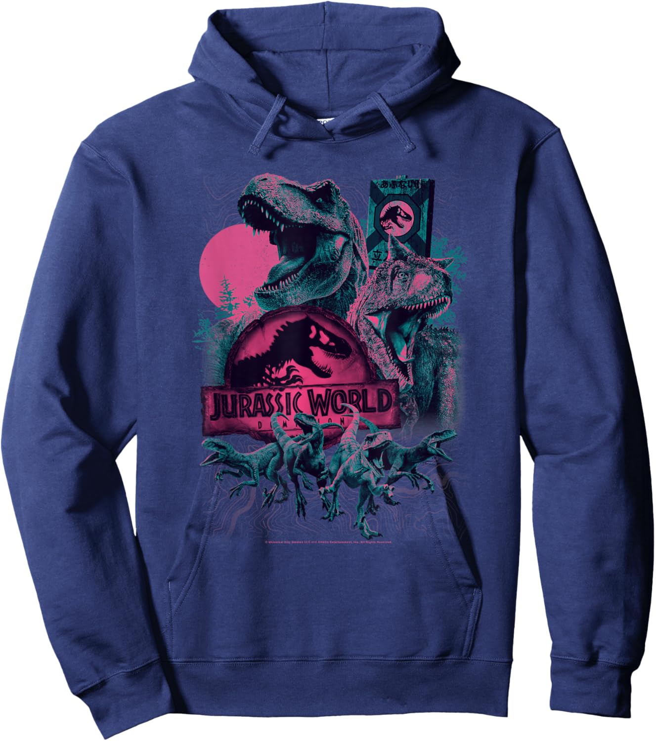 Jurassic World Dominion Unstoppable Dino Attack Poster Hoodie - Hoodie | Navy