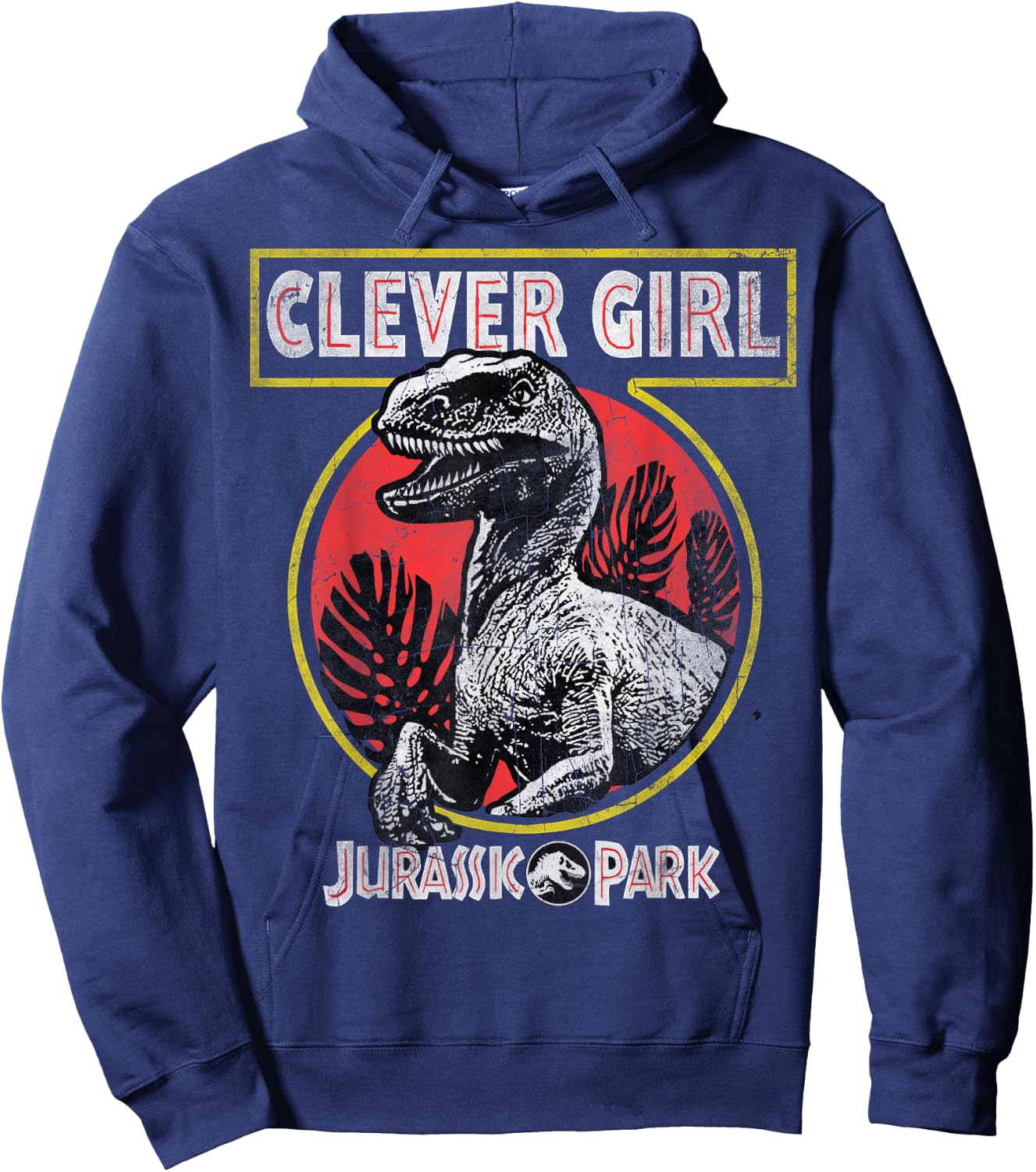Jurassic Park Clever Girl Raptor Roar Circle Logo Hoodie - Hoodie | Navy