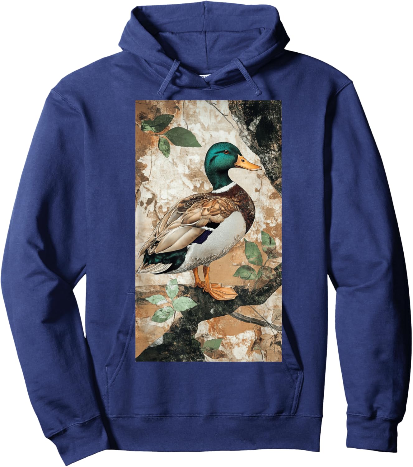 Camouflage Muted Browns Duck art Wildlife Bird Hoodie - Hoodie | Navy