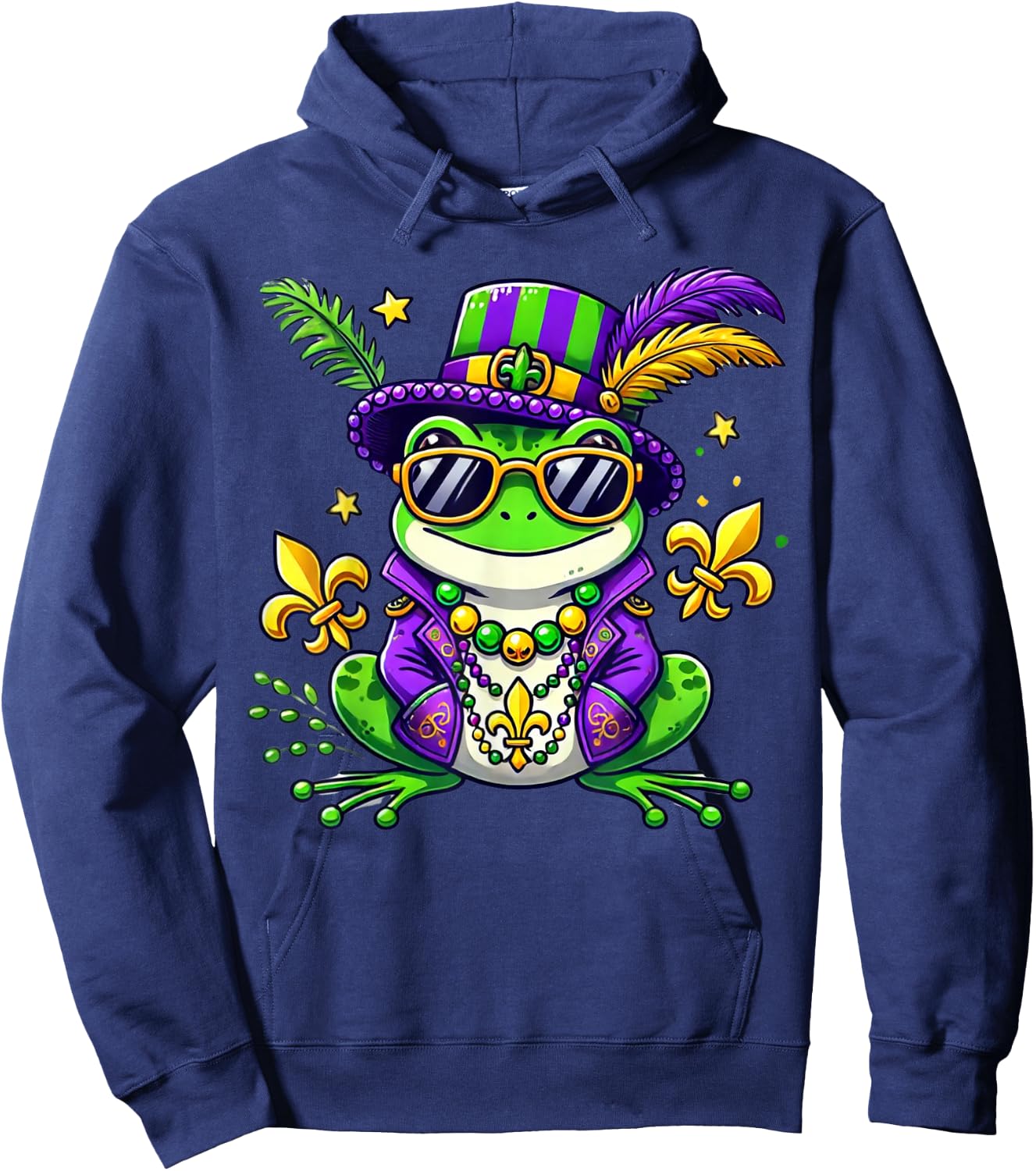 Funny Frog Mardi Gras Costume Men Women Kids Party Hoodie - Hoodie | Navy