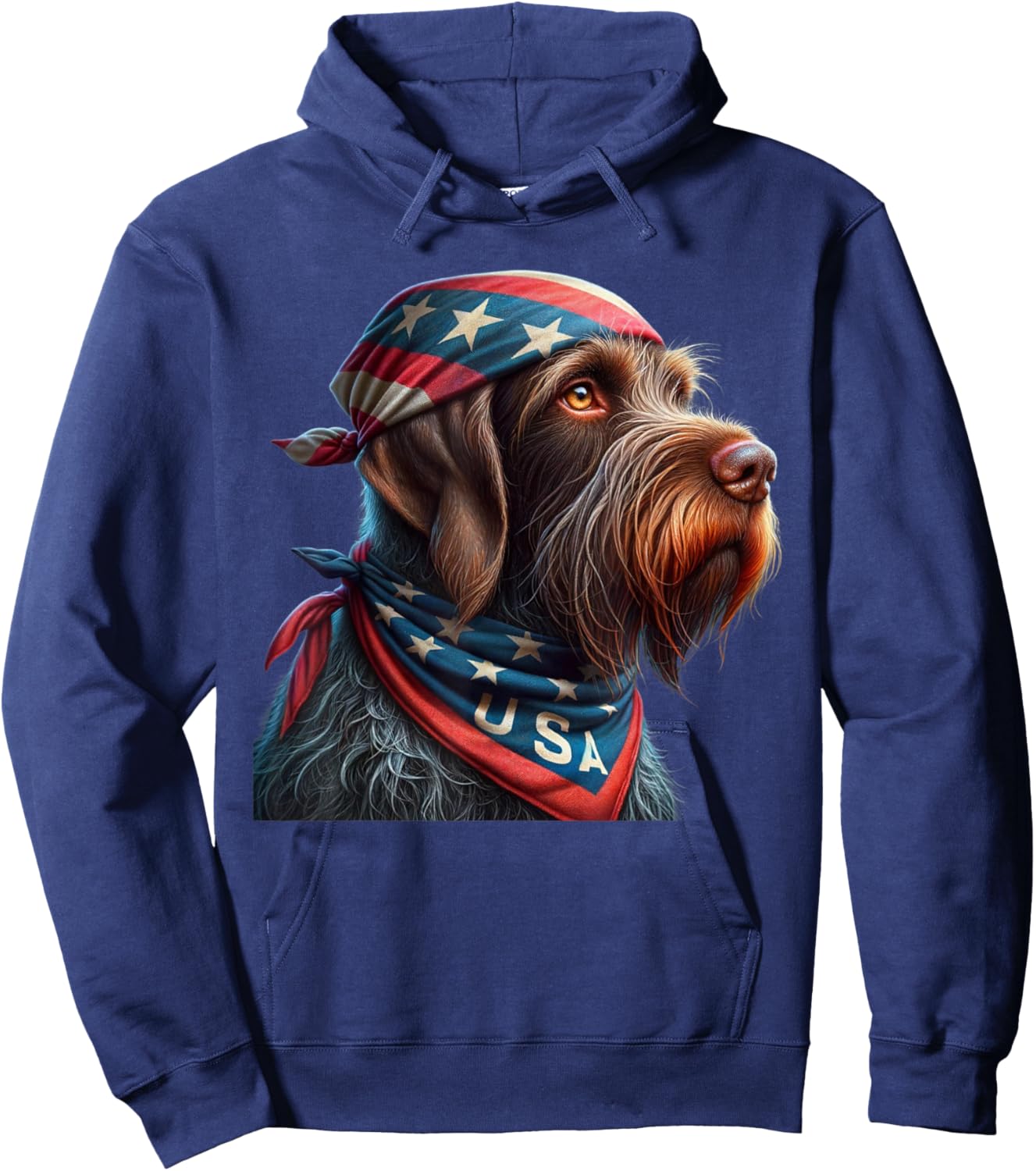 wirehaired pointing griffon dog american flag 4th of july Women Kids Men Hoodie - Hoodie | Navy