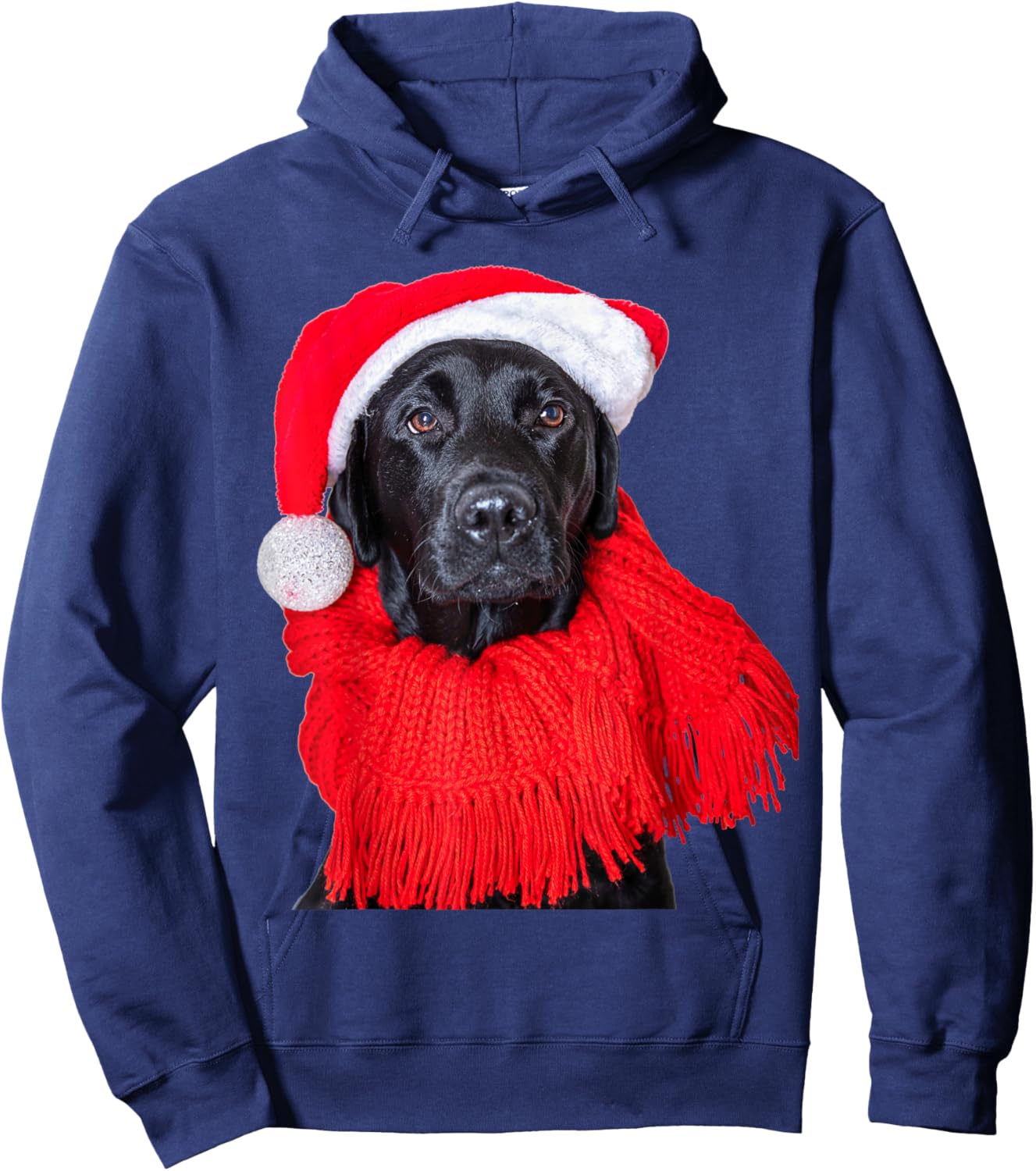 Black Lab Santa Hat Image Christmas Dog Labrador Retriever Men Women Kids Hoodie - Hoodie | Navy