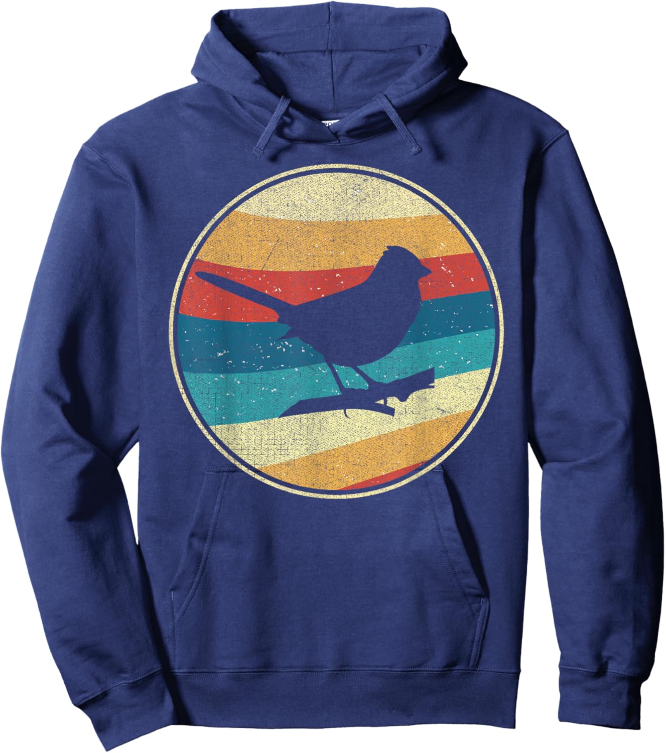Vintage Eastern Towhee 80s 90s Retro Distressed Bird Nerds Hoodie - Hoodie | Navy