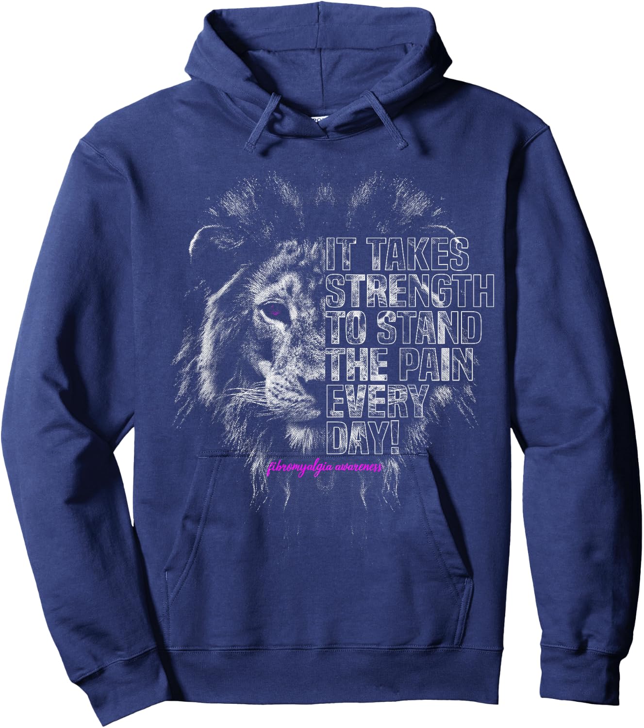 Fibromyalgia Awareness | Strong Lion Hoodie - Hoodie | Navy