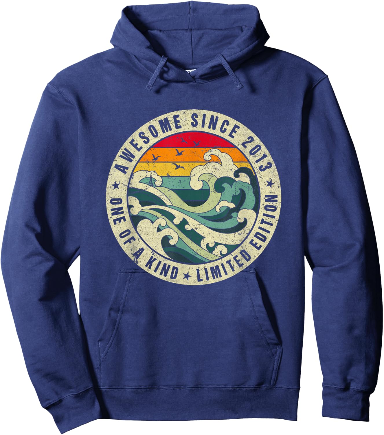 BORN 10 Year Old Gift Vintage Awesome Since 2013 Limited Edition Kids Retro - Black, Small Hoodie - Hoodie | Navy