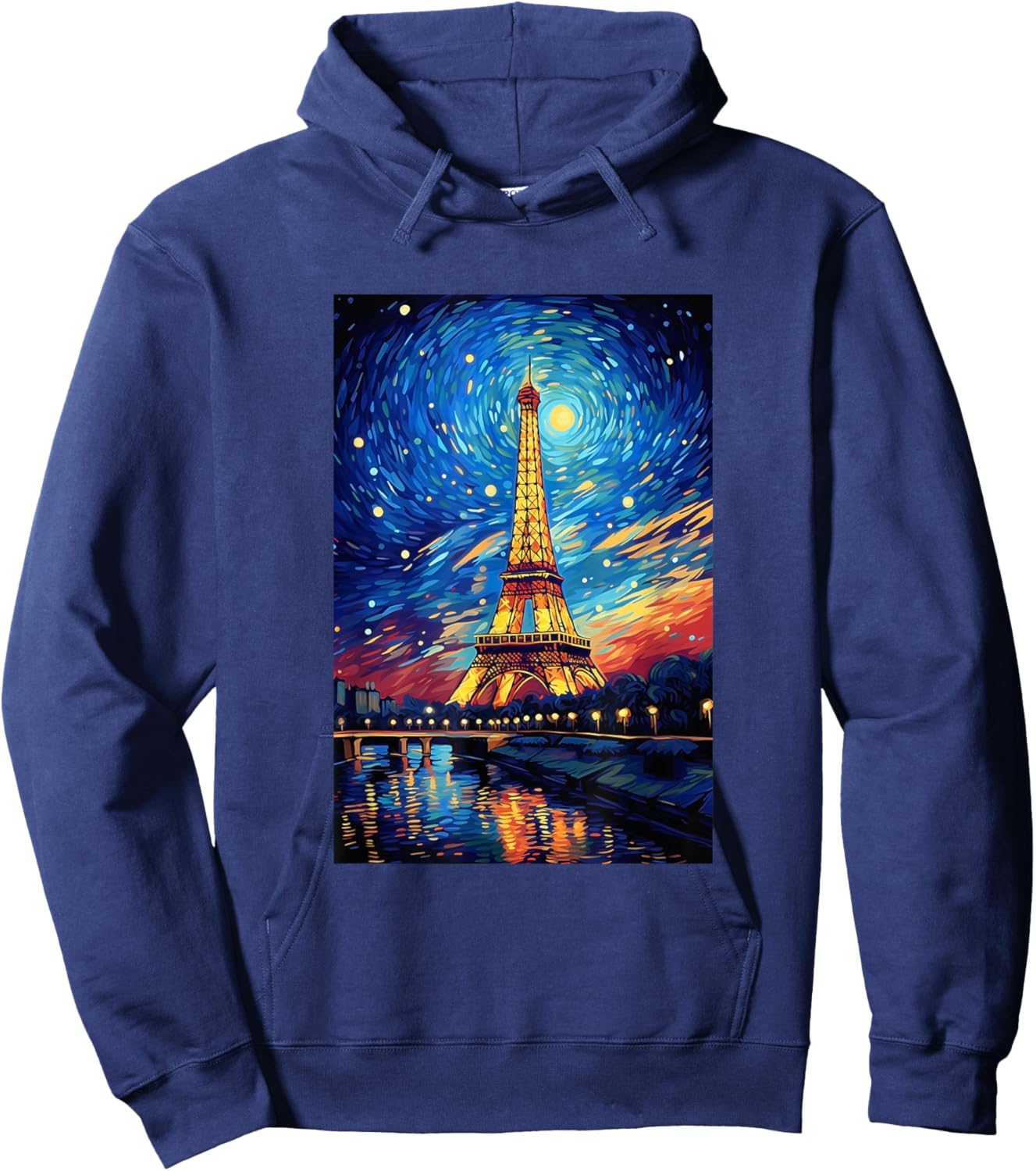 Eiffel Tower Paris France - Van Gogh Style - Starry Night Hoodie - Hoodie | Navy