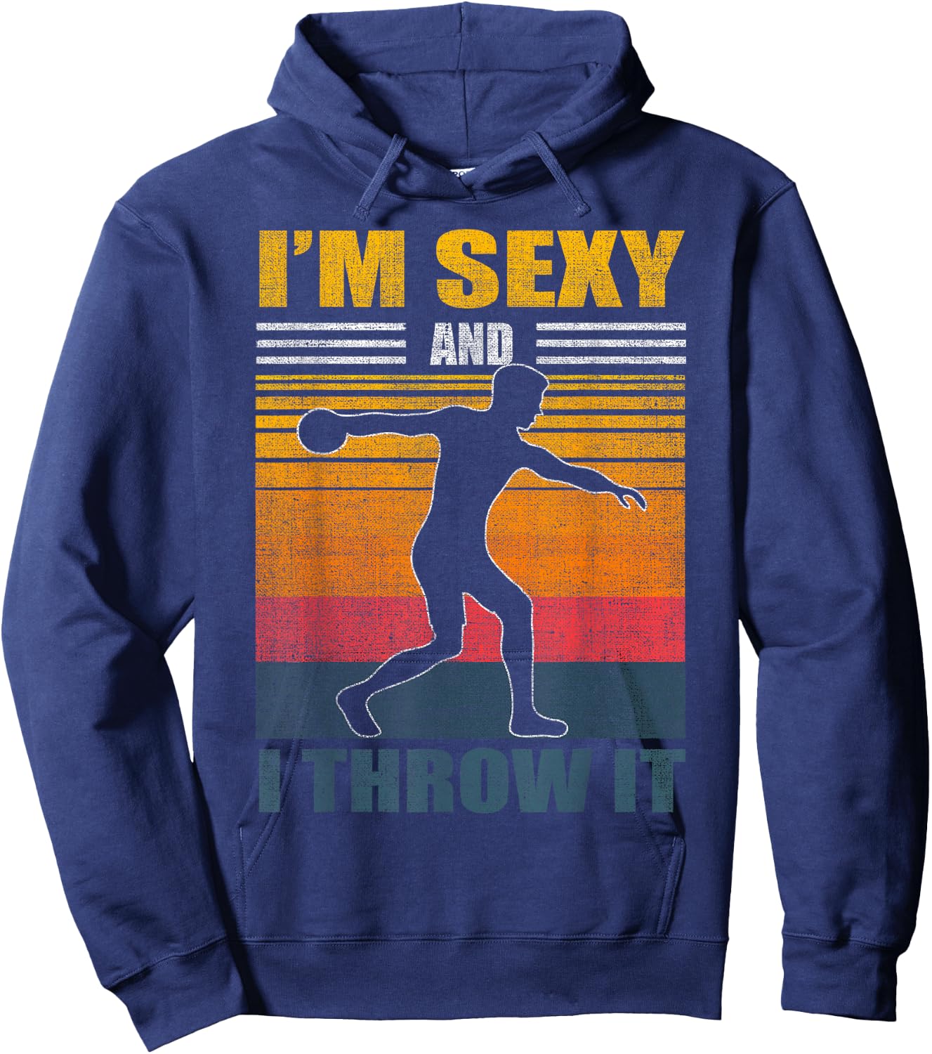 Discus Throw Vintage Disc Throwing Athletics Track and Field Hoodie - Hoodie | Navy