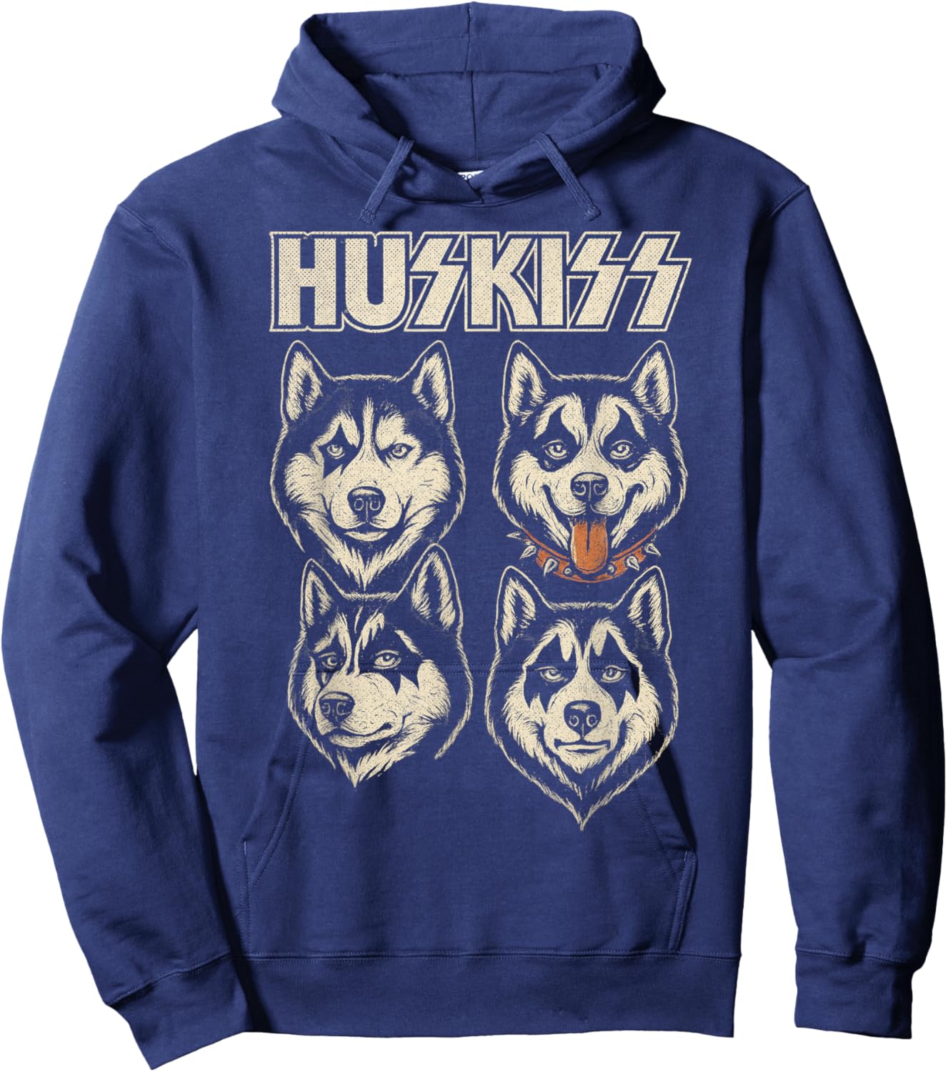 Huskiss Funny Husky Dog Rock Music Lover Men Women Hoodie - Hoodie | Navy