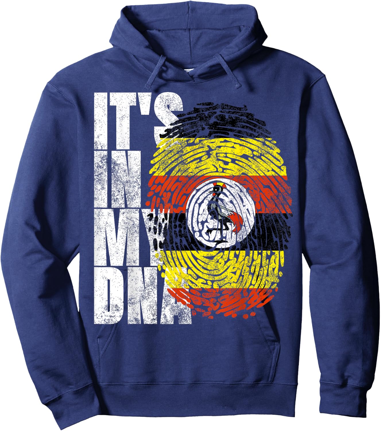 It's In My DNA Uganda Print African-American Ugandan Flag Hoodie - Hoodie | Navy