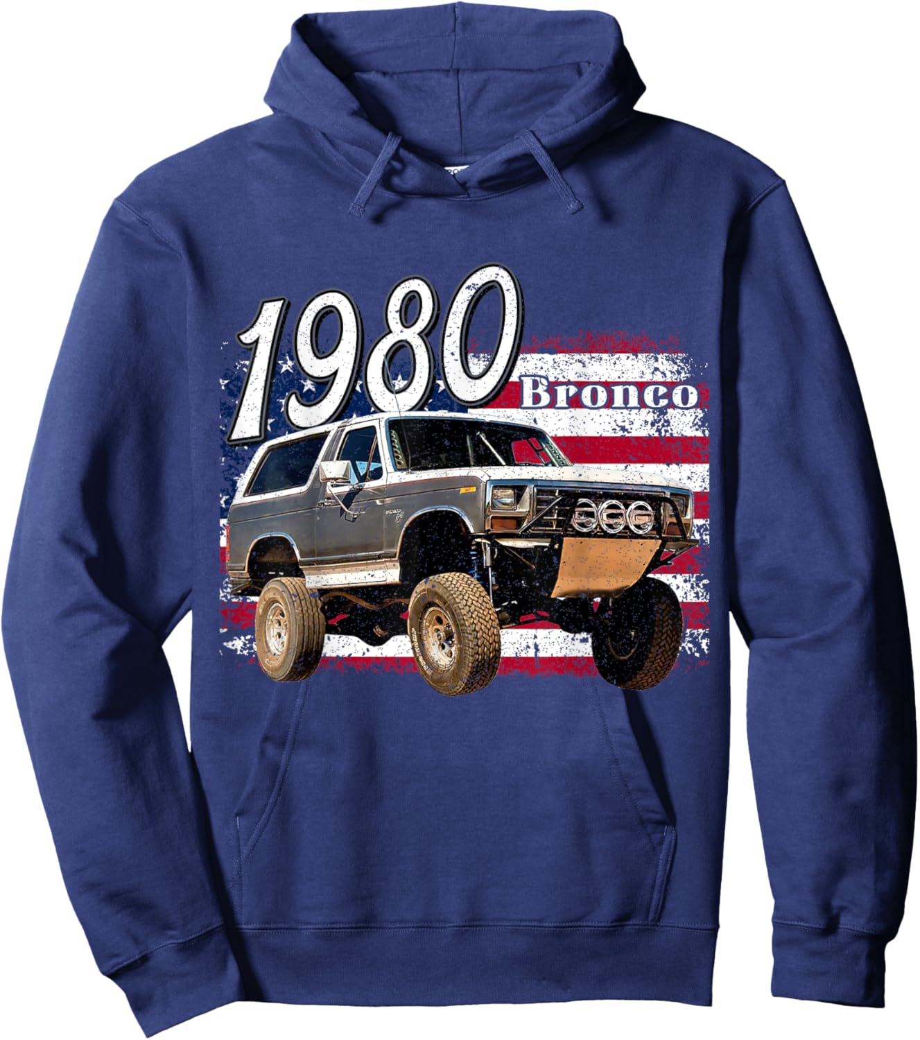1980 80 Bronco SUV Car Hoodie - Hoodie | Navy