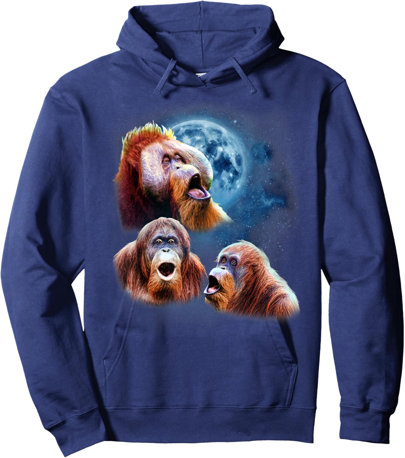 Funny Orangutan Shirt - Orangutans Howling at the Moon Hoodie - Hoodie | Navy