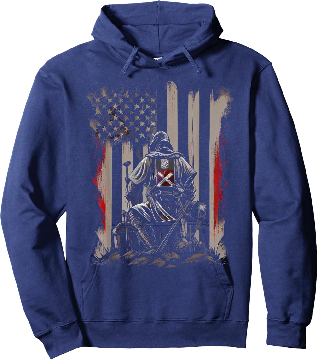 Knight Templar Kneeling Crusader Templar Warrior Of Christ Hoodie - Hoodie | Navy