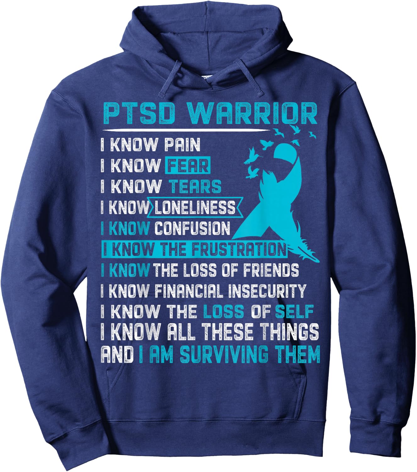 PTSD Warrior Shirt Men Hoodie - Hoodie | Navy