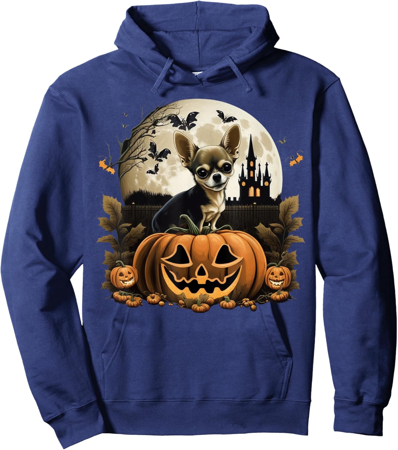Pumpkin Chihuahua costume on Chihuahua Halloween Hoodie - Hoodie | Navy