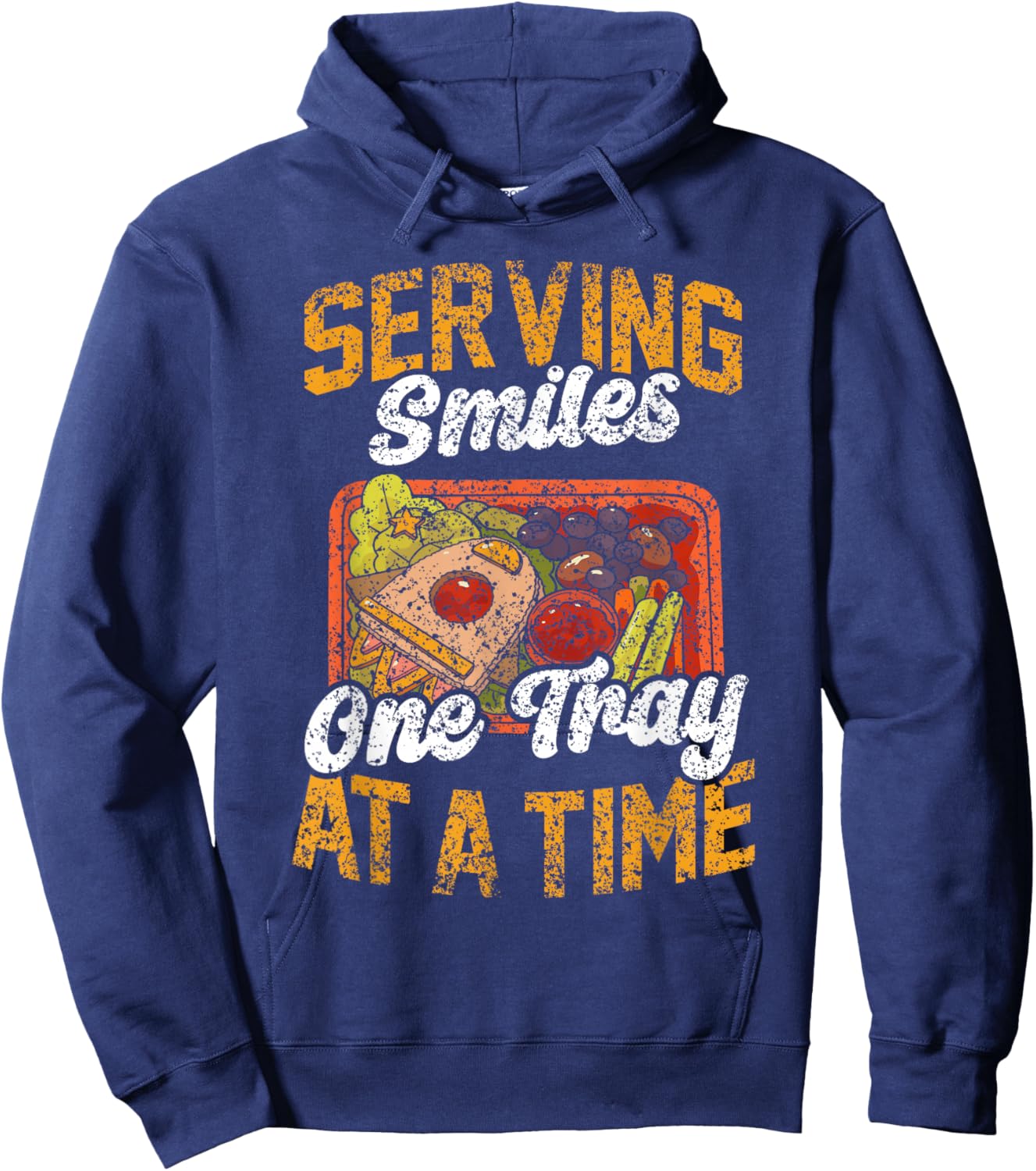 Serving Smiles One Tray At A Time Ladies Cafeteria Worker Hoodie - Hoodie | Navy