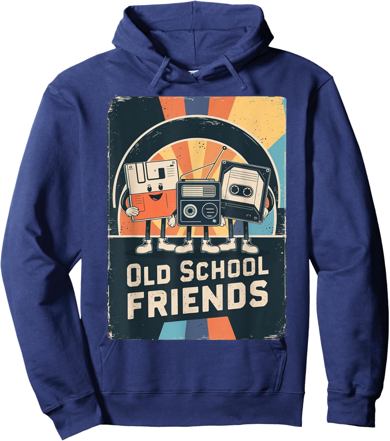 Funny Vintage Floppy Disk VHS Tape Old School Friends Hoodie - Hoodie | Navy