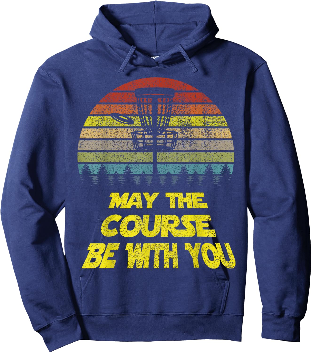 Golf May The Course Be With You Frisbe Retro Slogan Hoodie - Hoodie | Navy