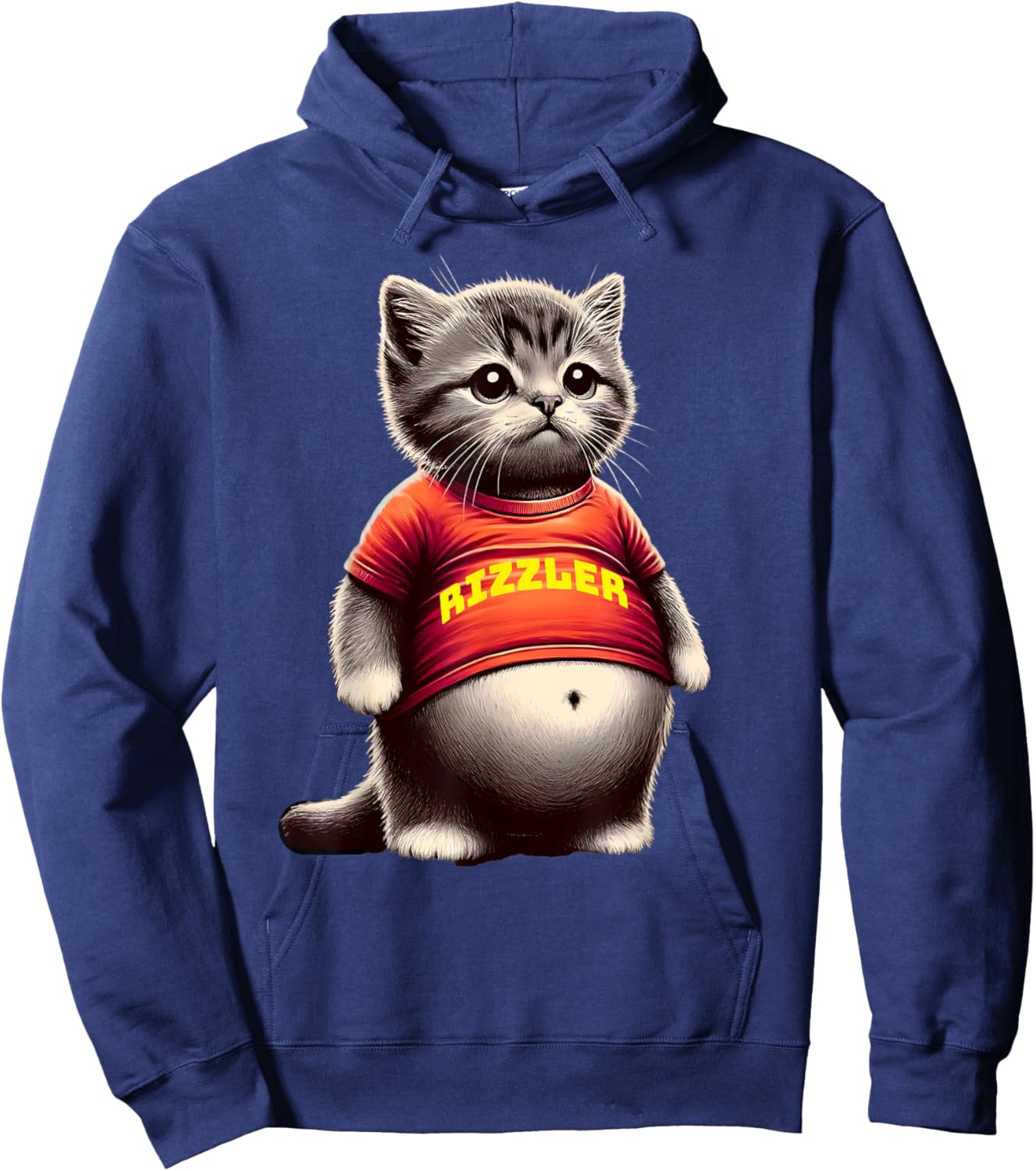 Rizzy Big Belly Rizz Fat Cat Art Dank Fat Kitten Rizzler Men Women Girls Kids Hoodie - Hoodie | Navy