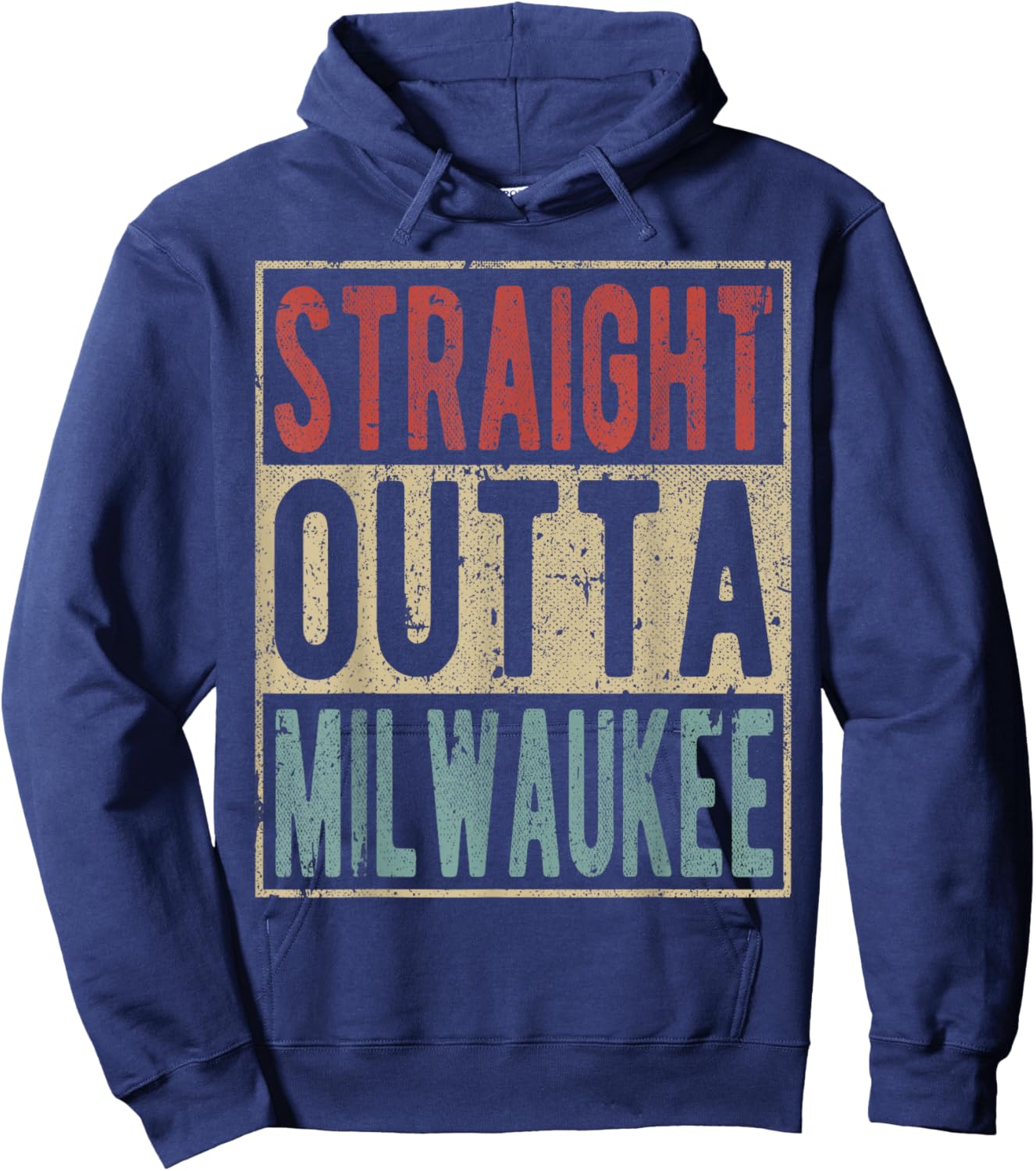 Milwaukee City Retro Straight Outta Milwaukee Hoodie - Hoodie | Navy