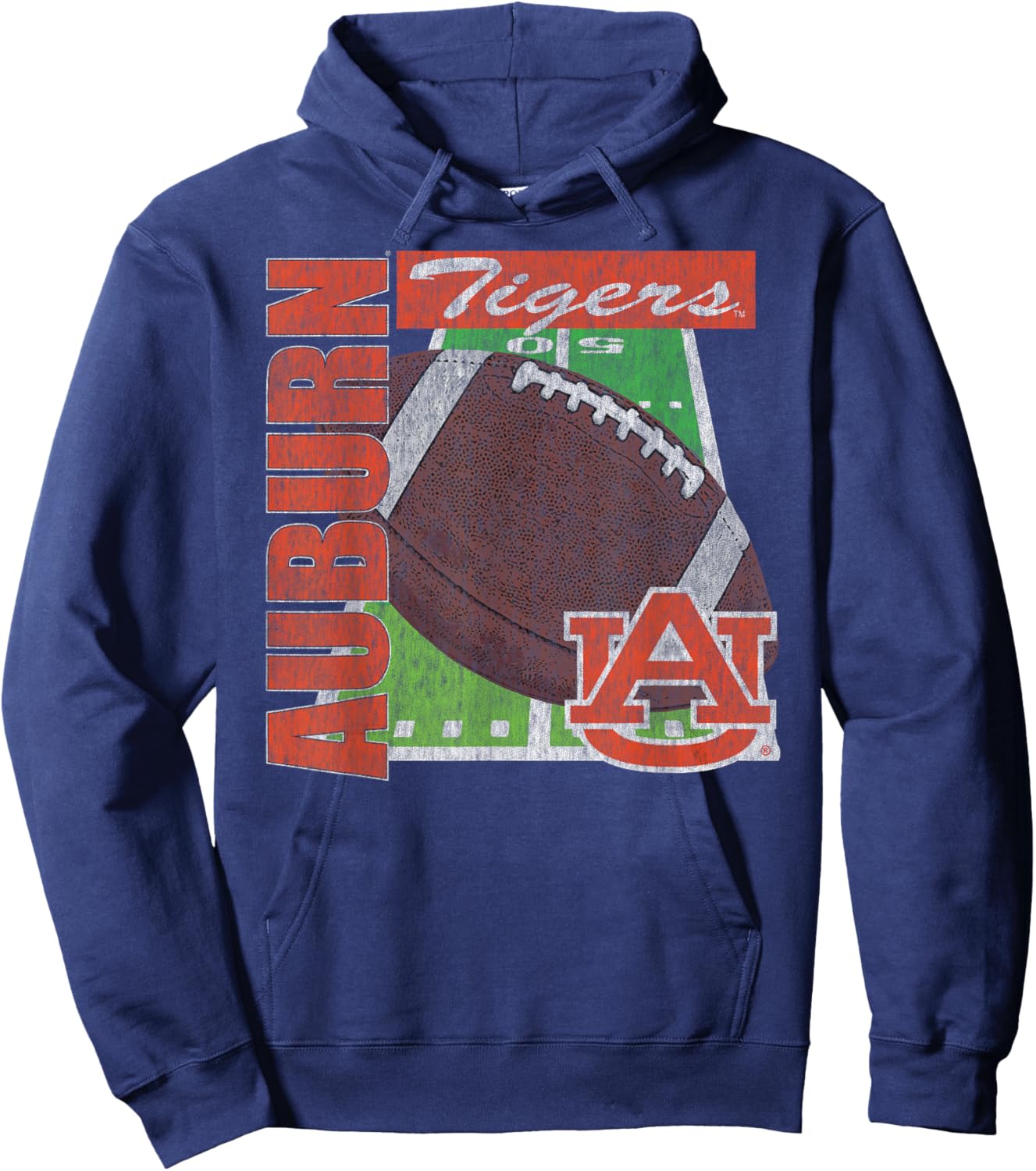 Auburn Tigers Vintage Football Field Navy Hoodie - Hoodie | Navy