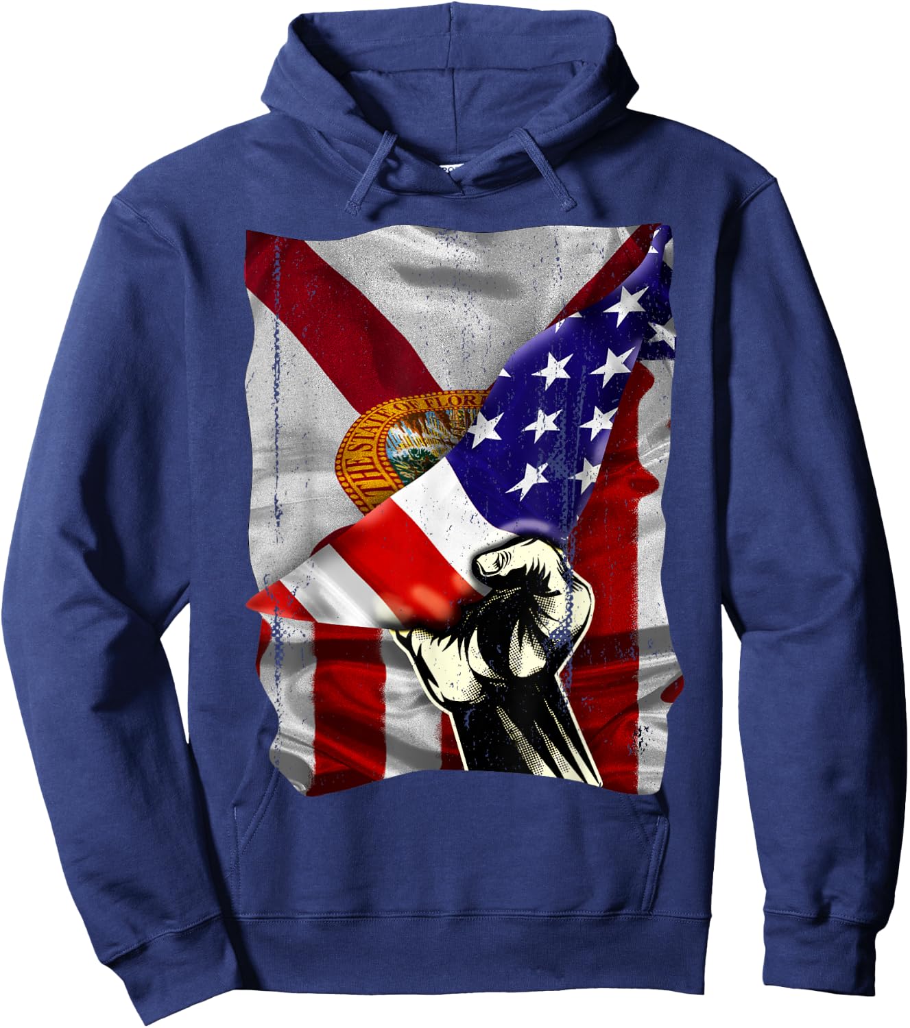 Florida State Flag Distressed US American Patriotic FL Women Kids Men Hoodie - Hoodie | Navy