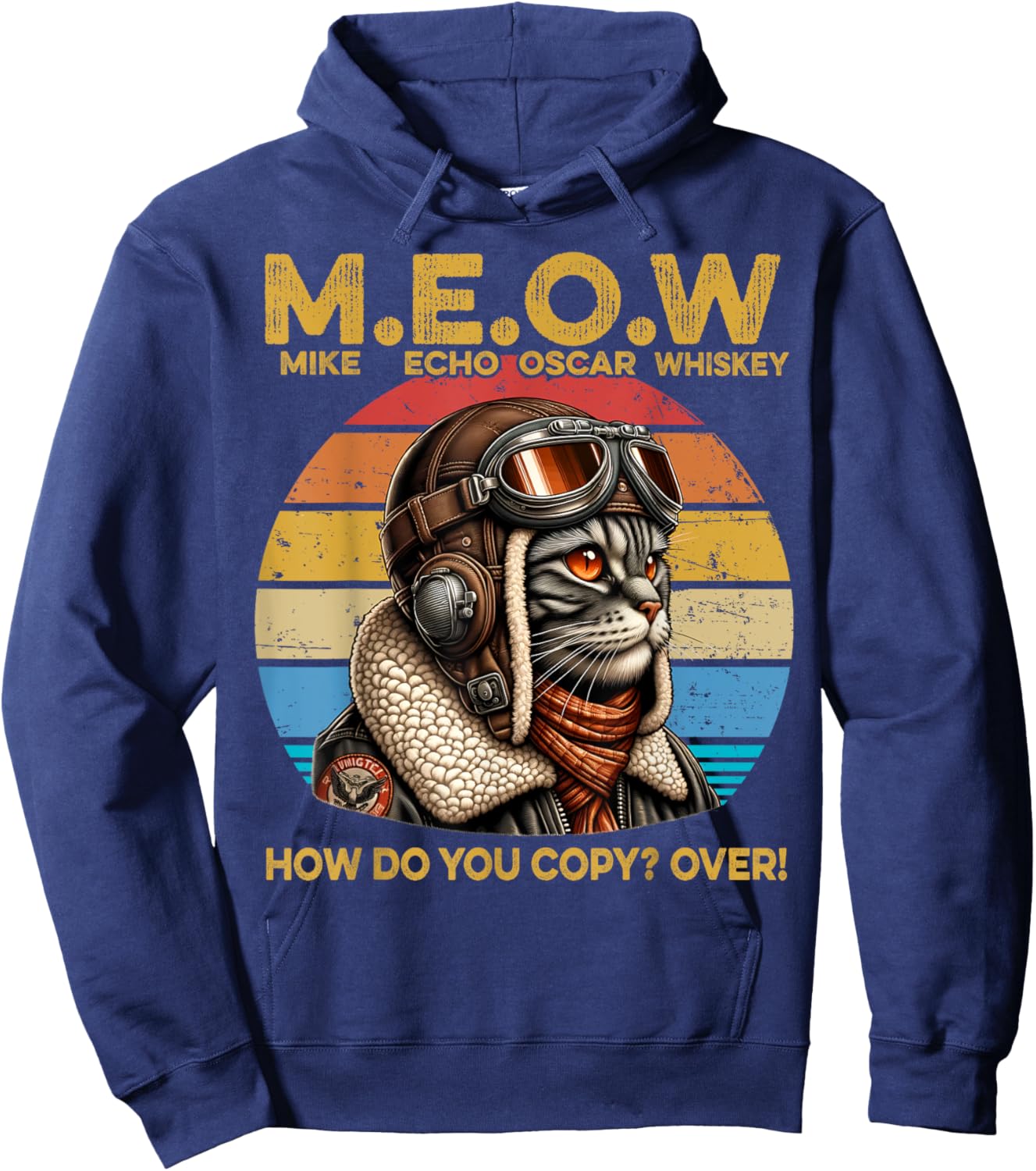 Mike Echo Oscar Whisky How Do You Copy Over Cat Vintage Women Kids Hoodie - Hoodie | Navy