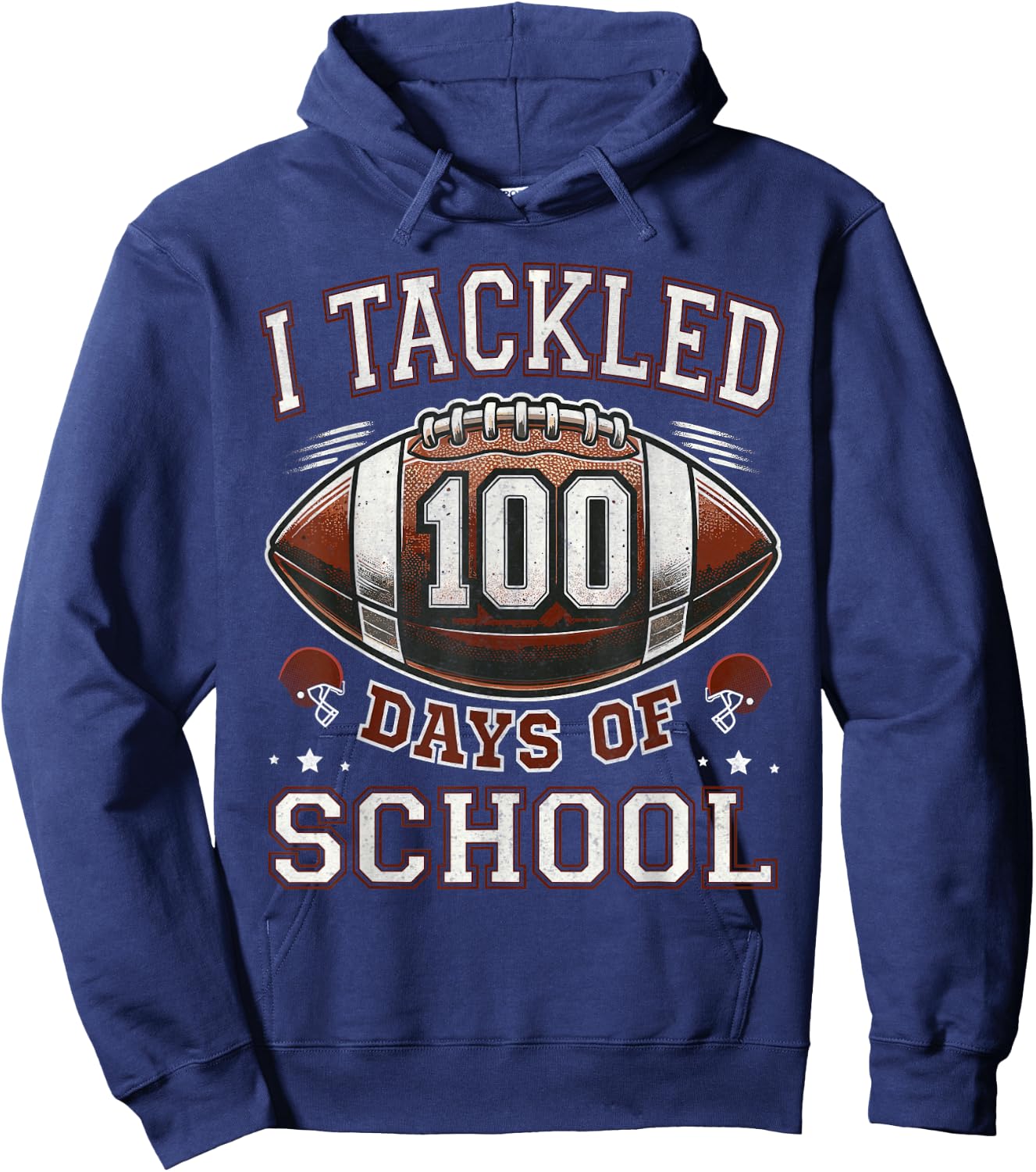 I Tackled 100 Days School 100th Day Football Student Teacher Hoodie - Hoodie | Navy
