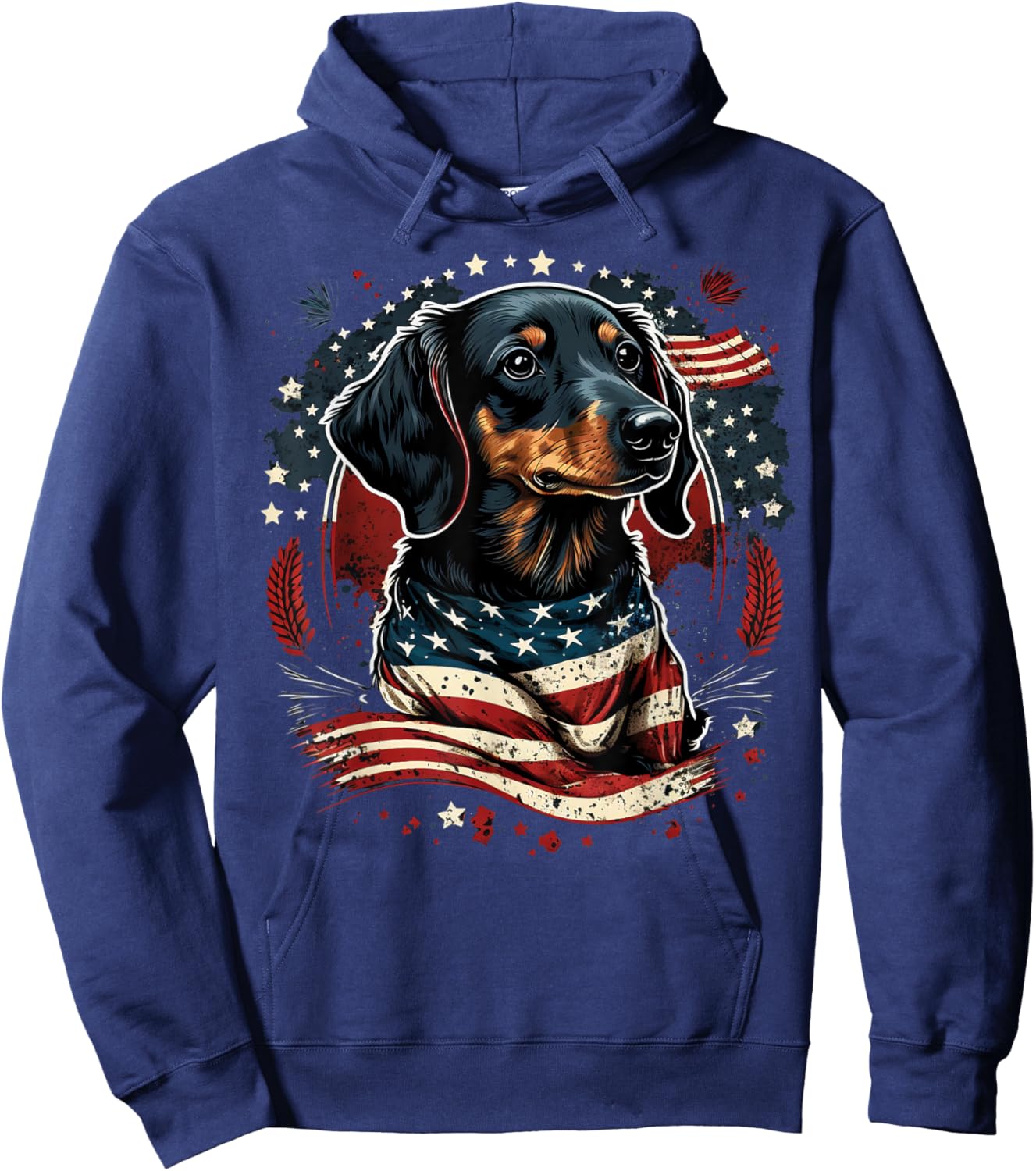 USA 4th Of July Dachshund on Patriotic American Dachshund Kids Men Hoodie - Hoodie | Navy