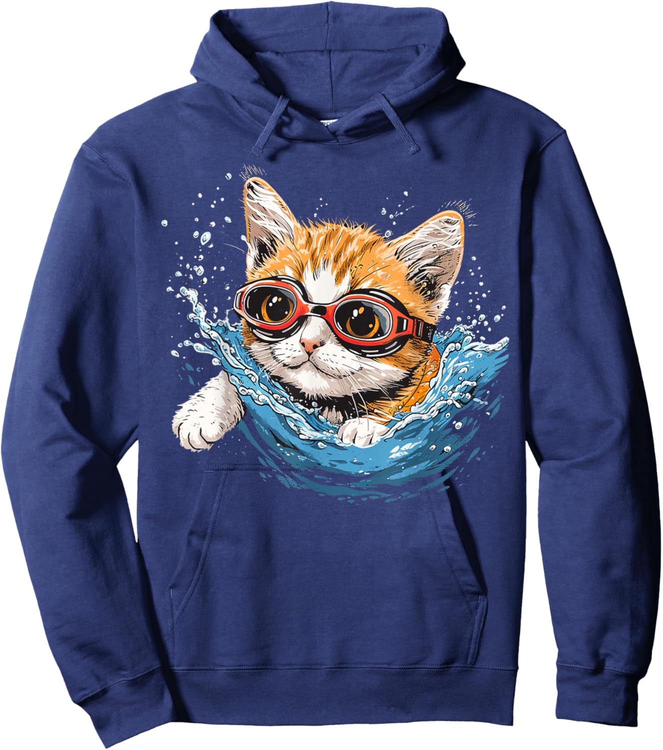 Swimmer Cat on Swimming Men Women Kids Hoodie - Hoodie | Navy