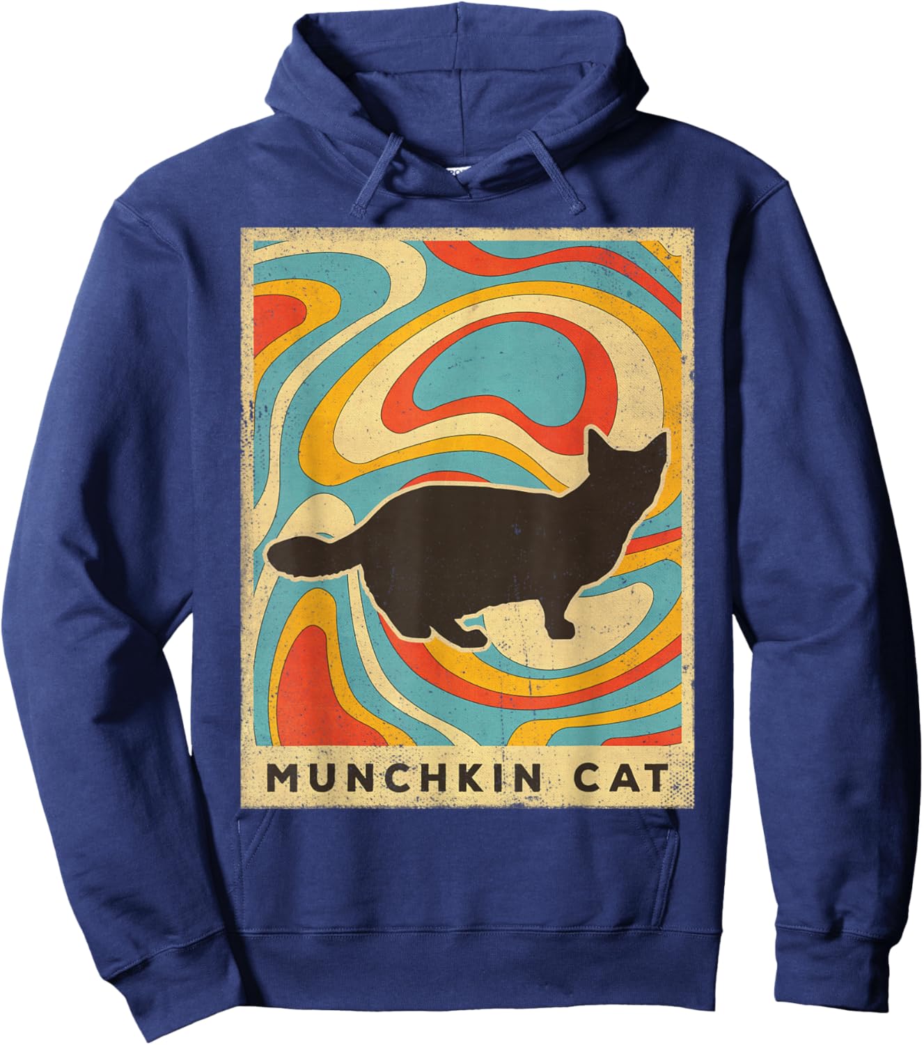 Vintage Munchkin Cat Lover Animal Retro Style Hoodie - Hoodie | Navy