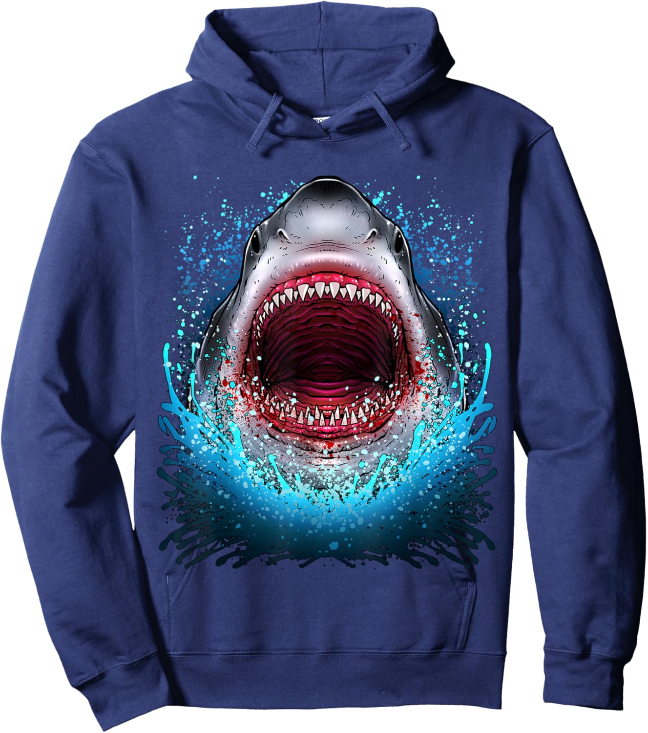 Great White Shark Open Mouth Teeth Beach Ocean Animal Hoodie - Hoodie | Navy