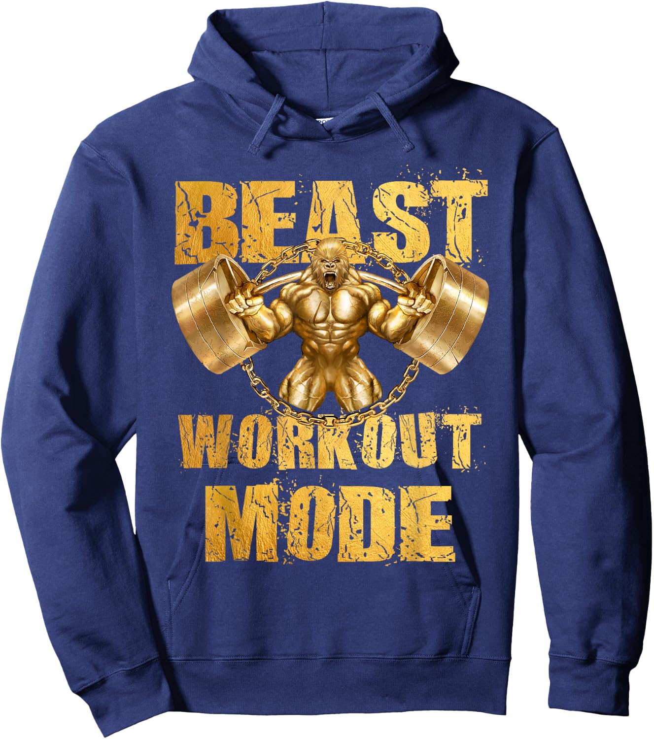 Gorilla Beast Workout Mode Gold Lifting Weights Gym - Gift Hoodie - Hoodie | Navy