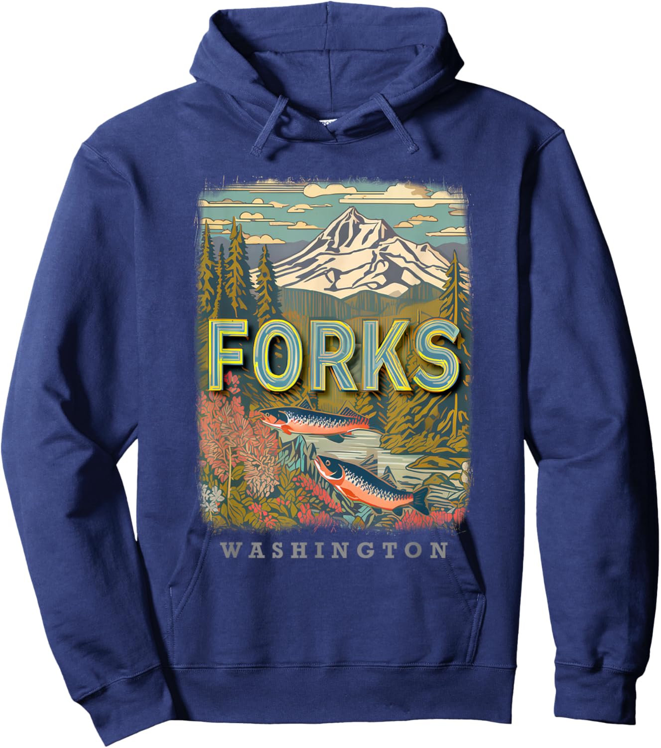 Forks Washington WA Outdoor Adventures SD515 Hoodie - Hoodie | Navy