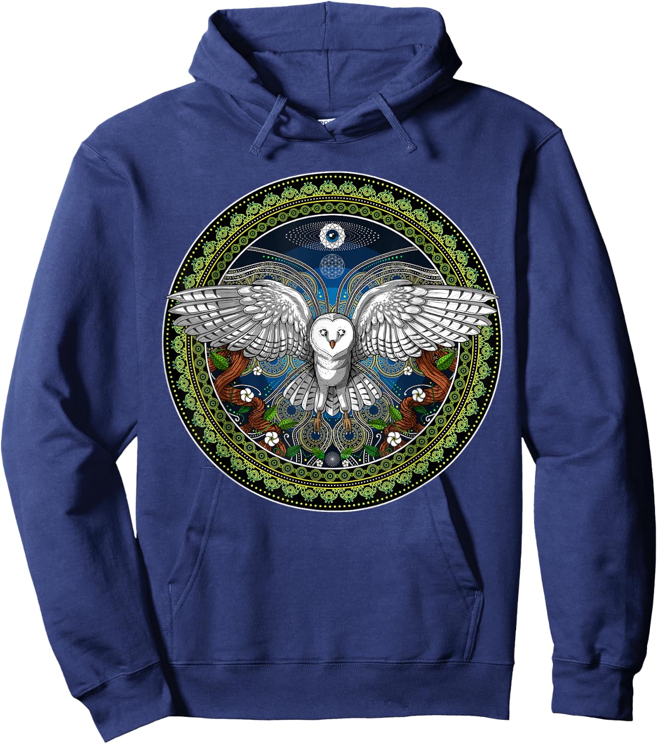 Owl Bird Psychedelic Sacred Geometry Hoodie - Hoodie | Navy