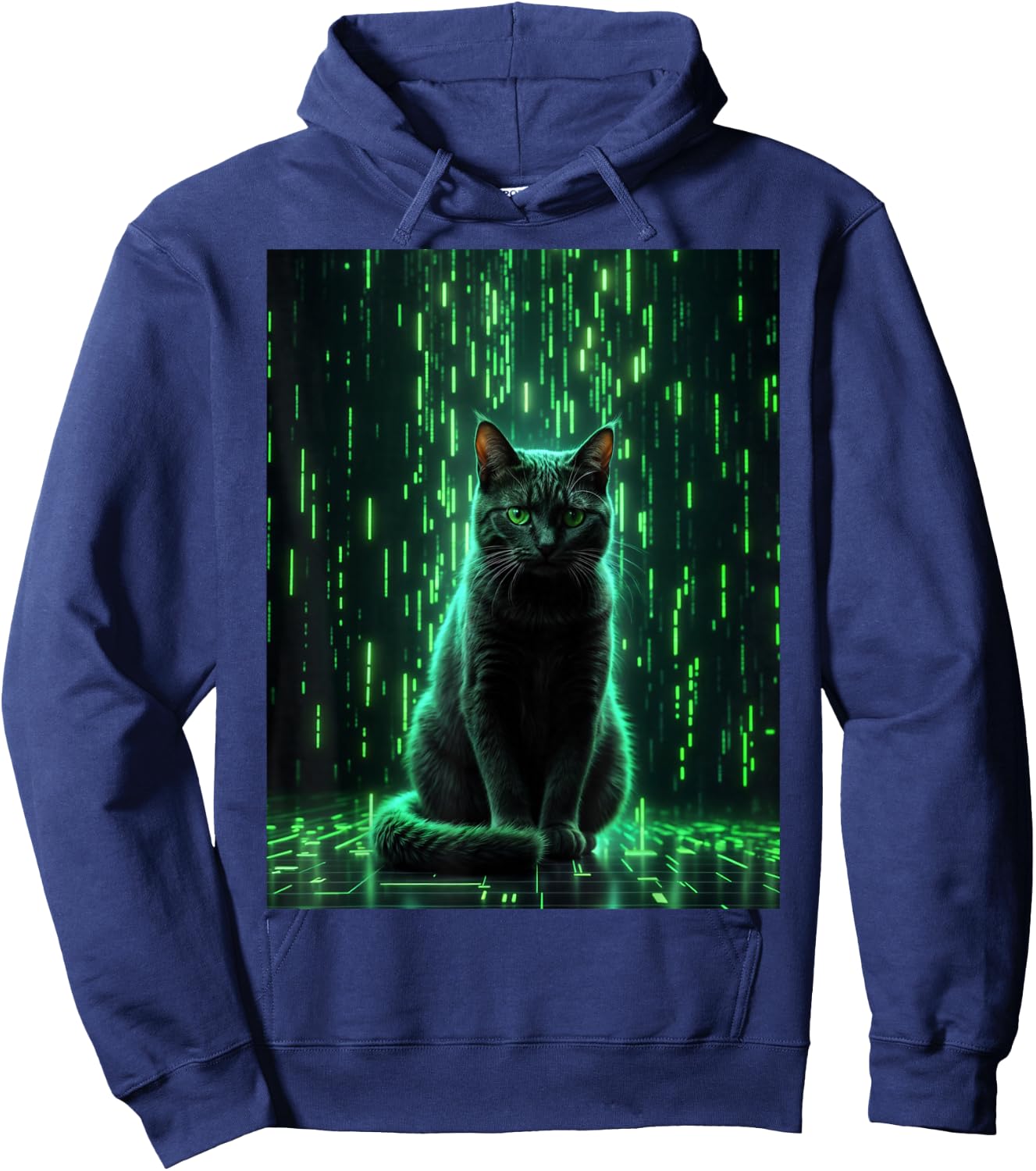 Cool Matrix Cat Art Hoodie - Hoodie | Navy