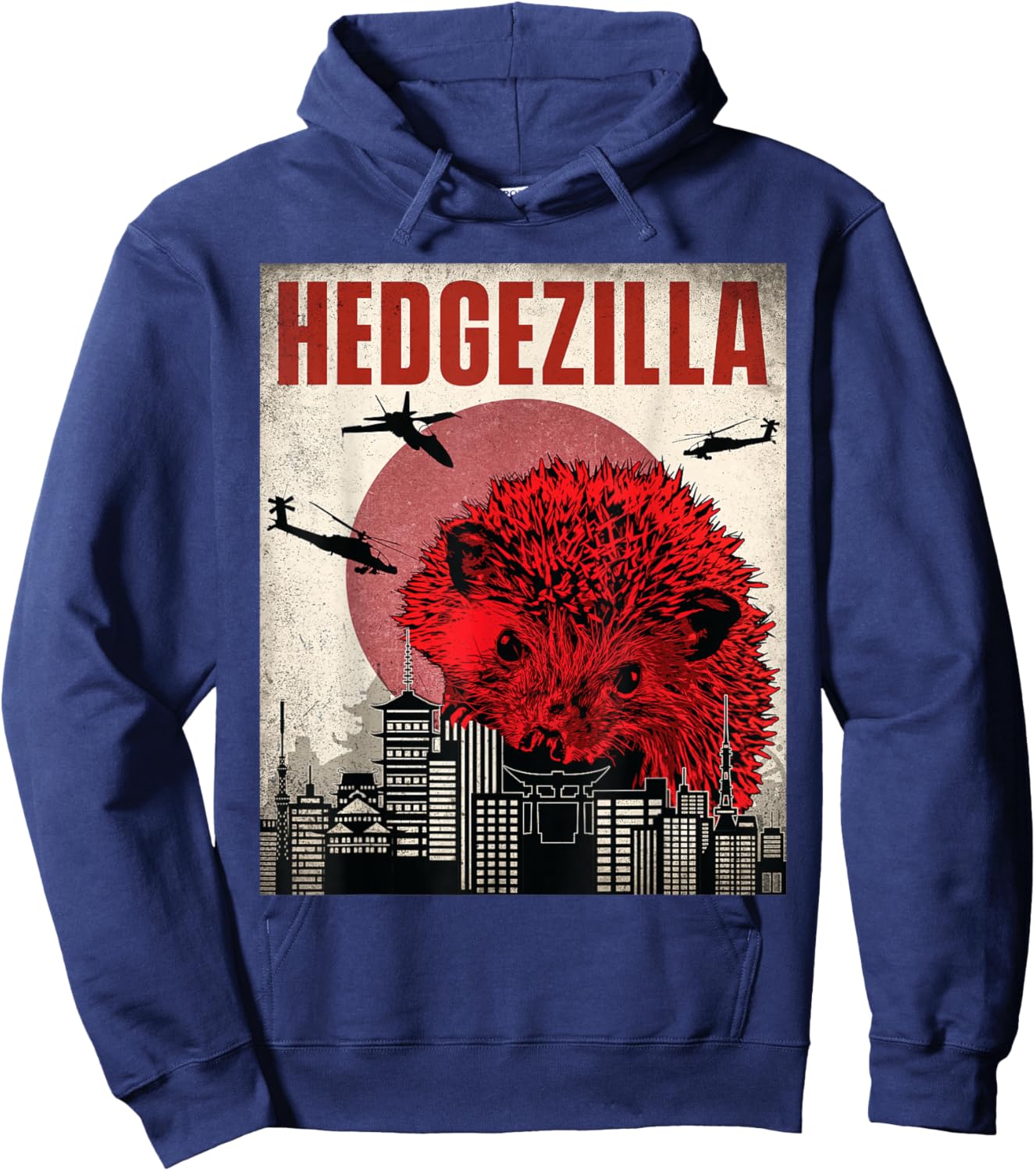 Hedgezilla - Hedgehog Porcupine Animal Lover Hoodie - Hoodie | Navy