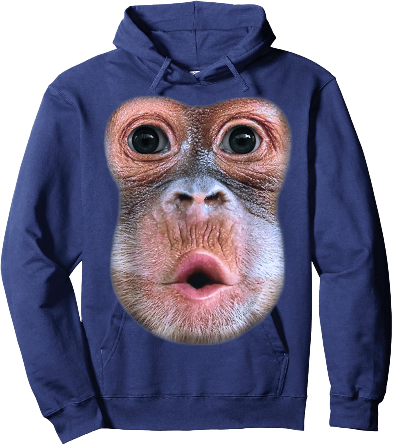 Lustiger Affe bläst Bauchgesicht, Affe Blow Bauch Gesicht Hoodie - Hoodie | Navy