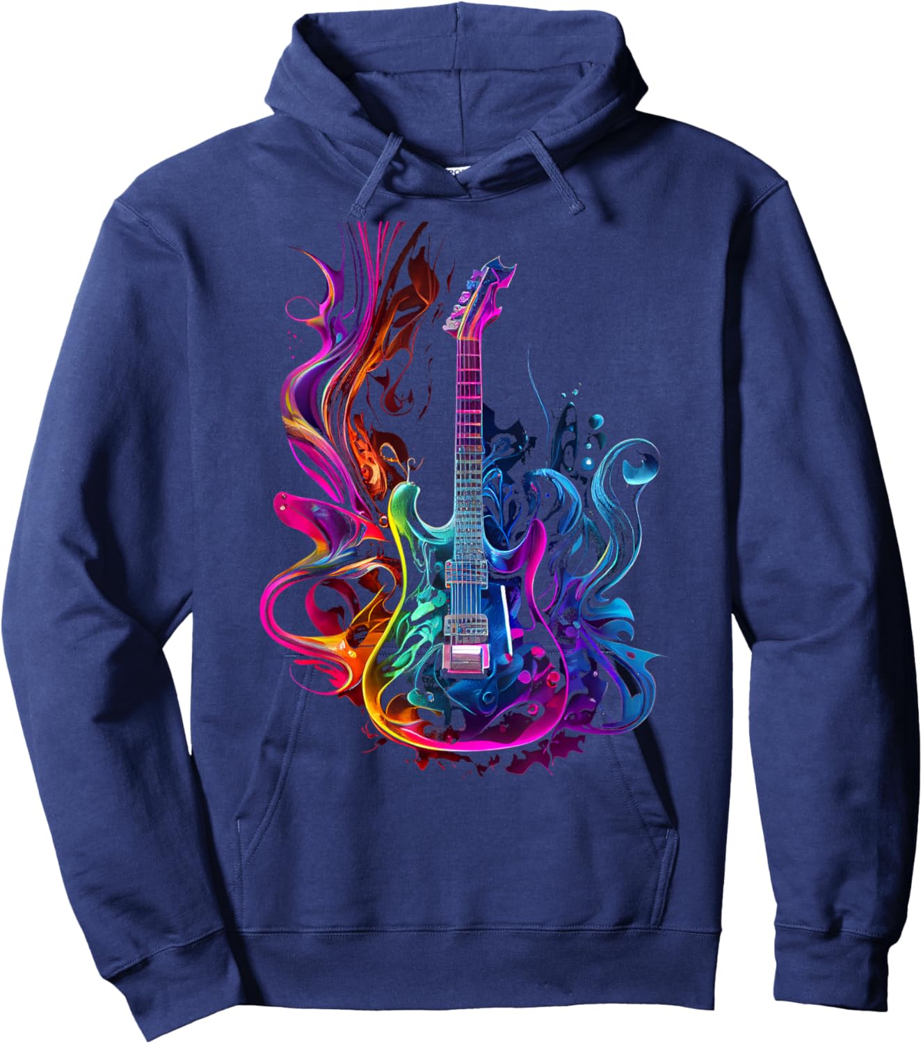 Guitar musician electric guitars player gifts -Adults Black Short Sleeve Small Hoodie - Hoodie | Navy