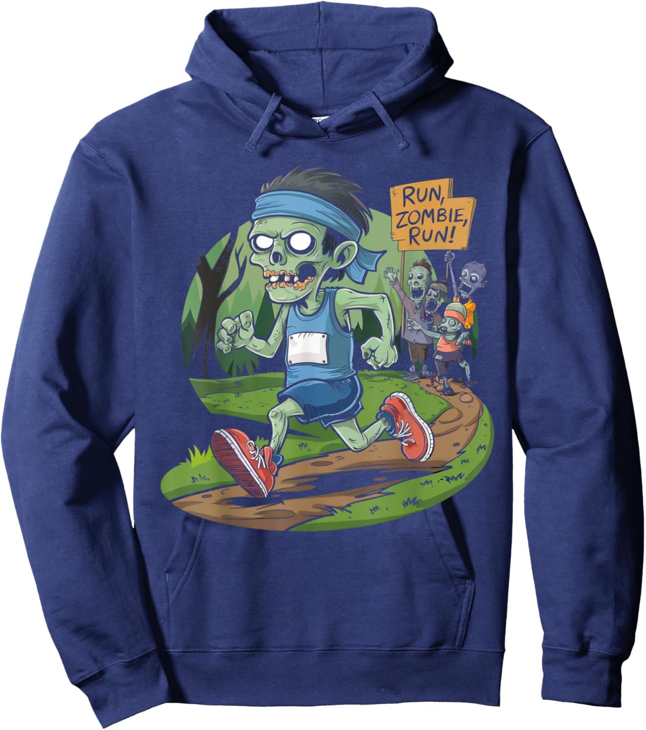 Halloween Running Shirt Funny Spooky Zombie Run Scary Runner Hoodie - Hoodie | Navy