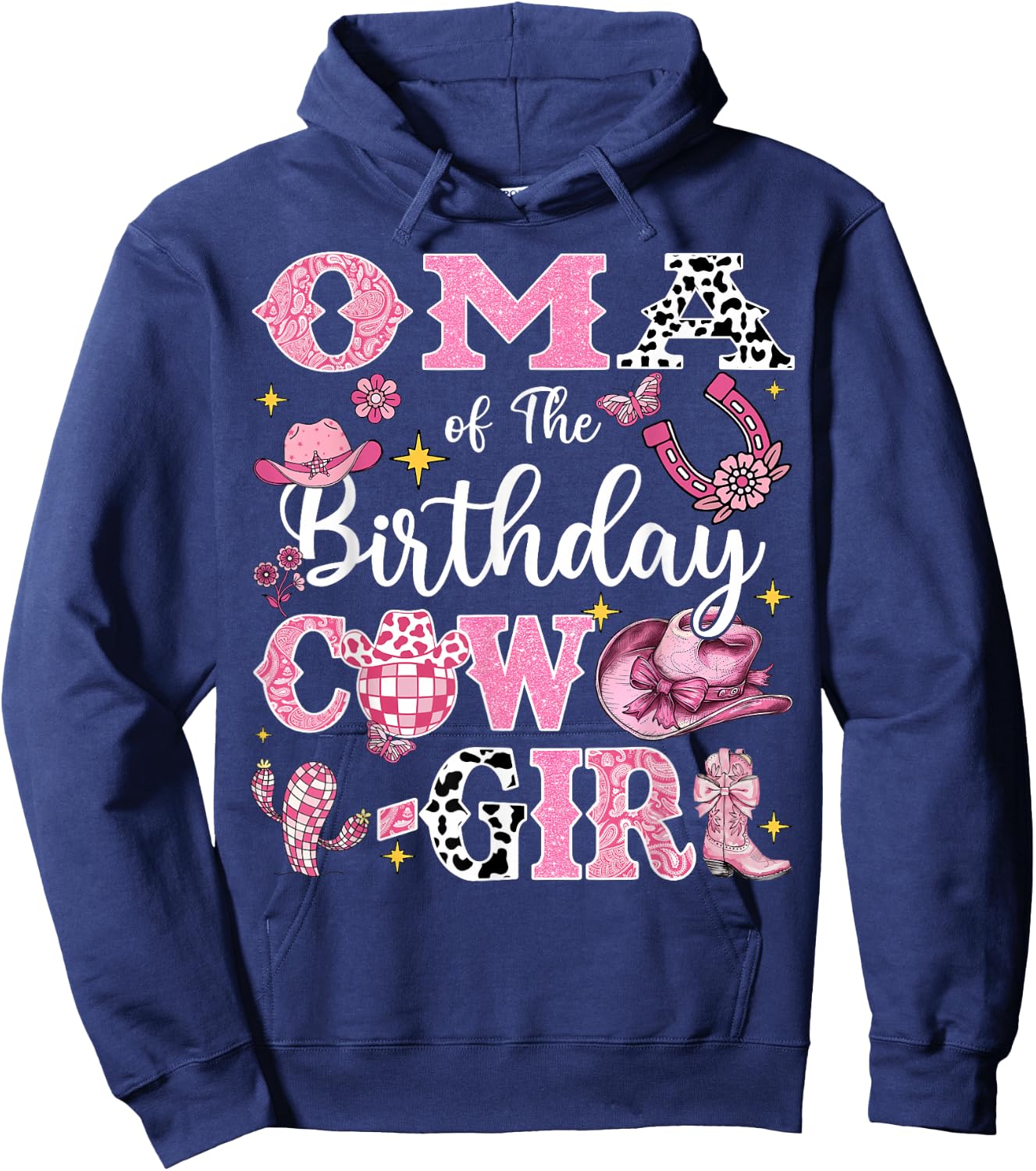 Oma Of The Birthday Cow-Girl Rodeo Oma Bday Party Hoodie - Hoodie | Navy