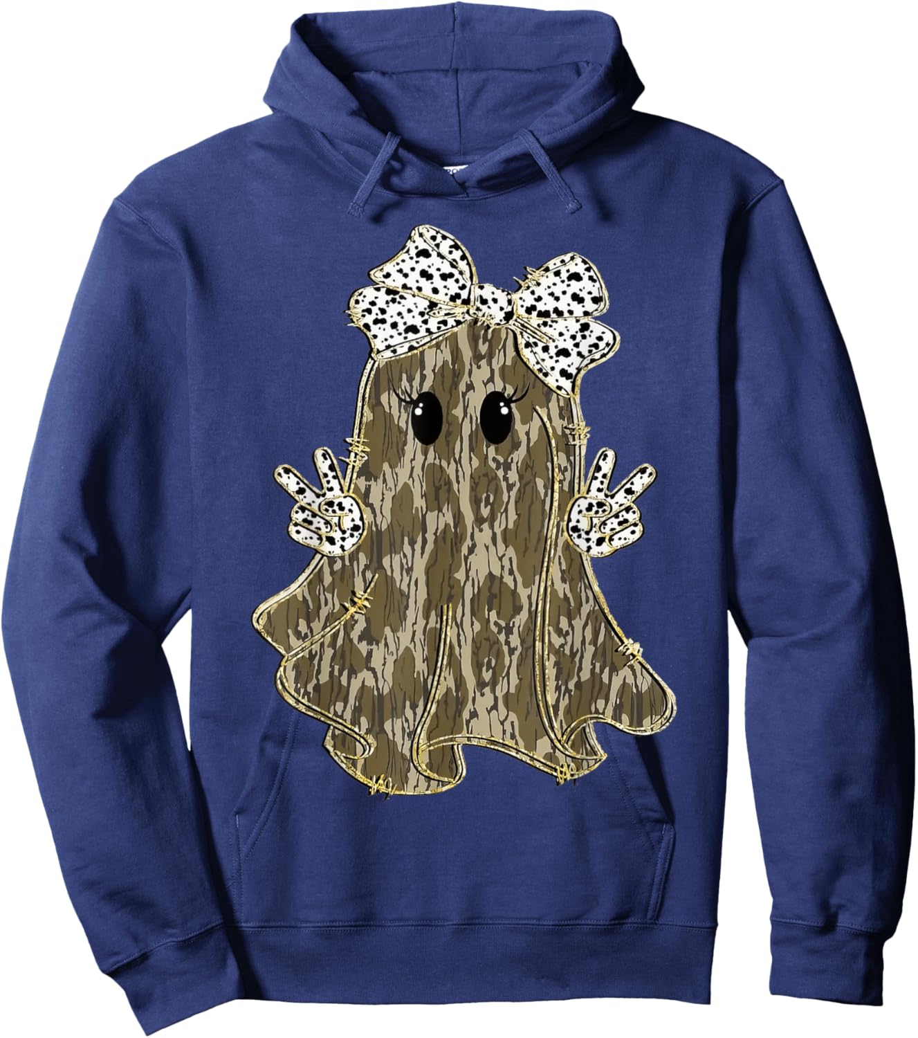 Funny Halloween Camouflage Camo Ghost Hello Hunting Season Hoodie - Hoodie | Navy