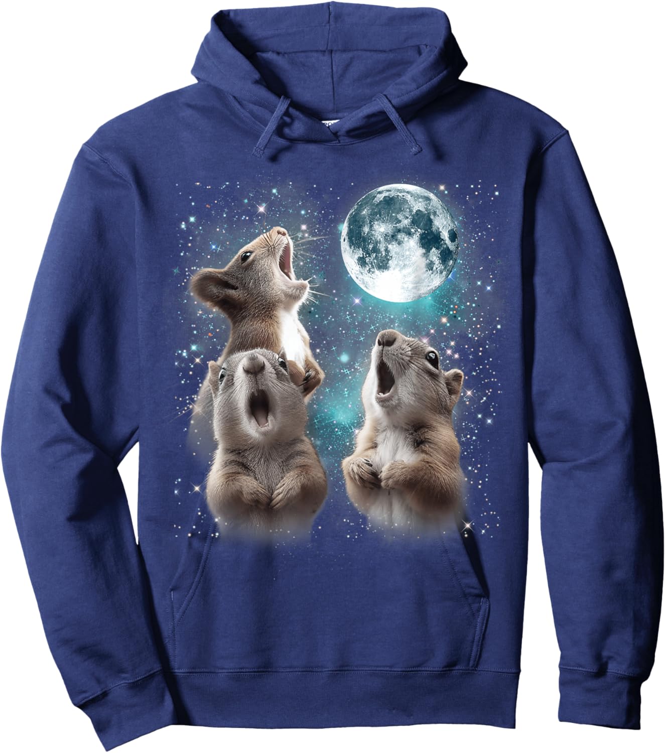 3 Squirrel Moon Howling Squirrel Head Funny Women Hoodie - Hoodie | Navy