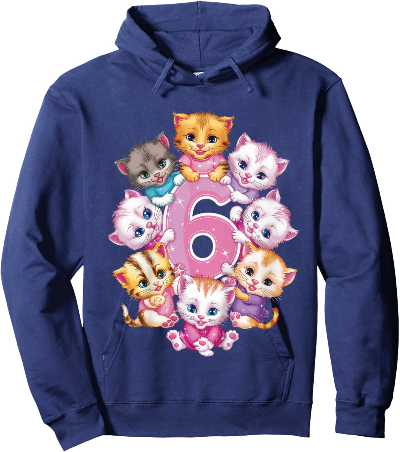 Anniversaire 6 ans avec chatons pour filles Hoodie - Hoodie | Navy