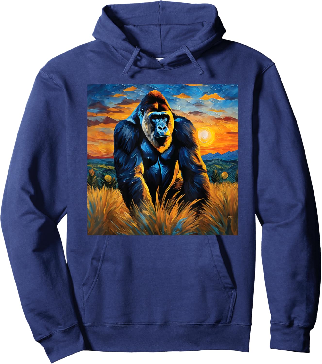 Gorilla face painting Art head for lover Silverback animal Hoodie - Hoodie | Navy