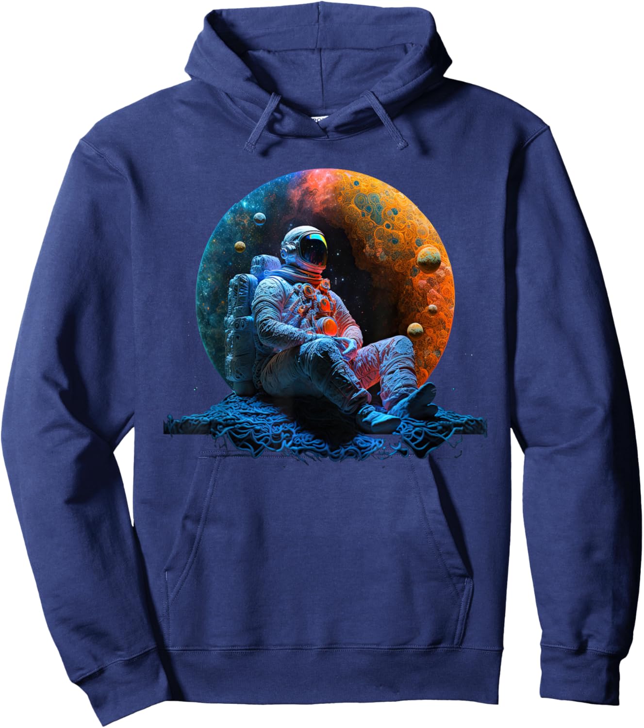 Meditating Astronaut Planets Meditation Astral Travel Hoodie - Hoodie | Navy