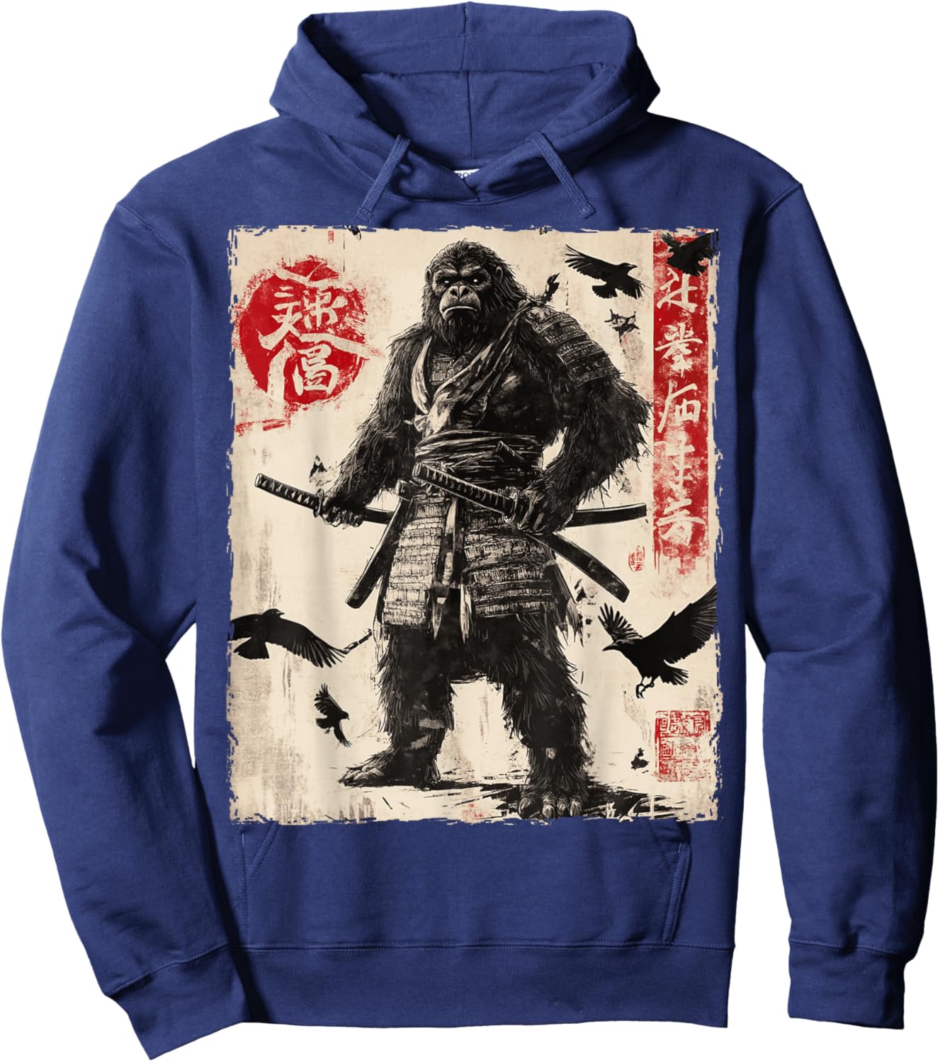 Bigfoot Sasquatch Samurai Graphic Japanese Warrior Anime Hoodie - Hoodie | Navy