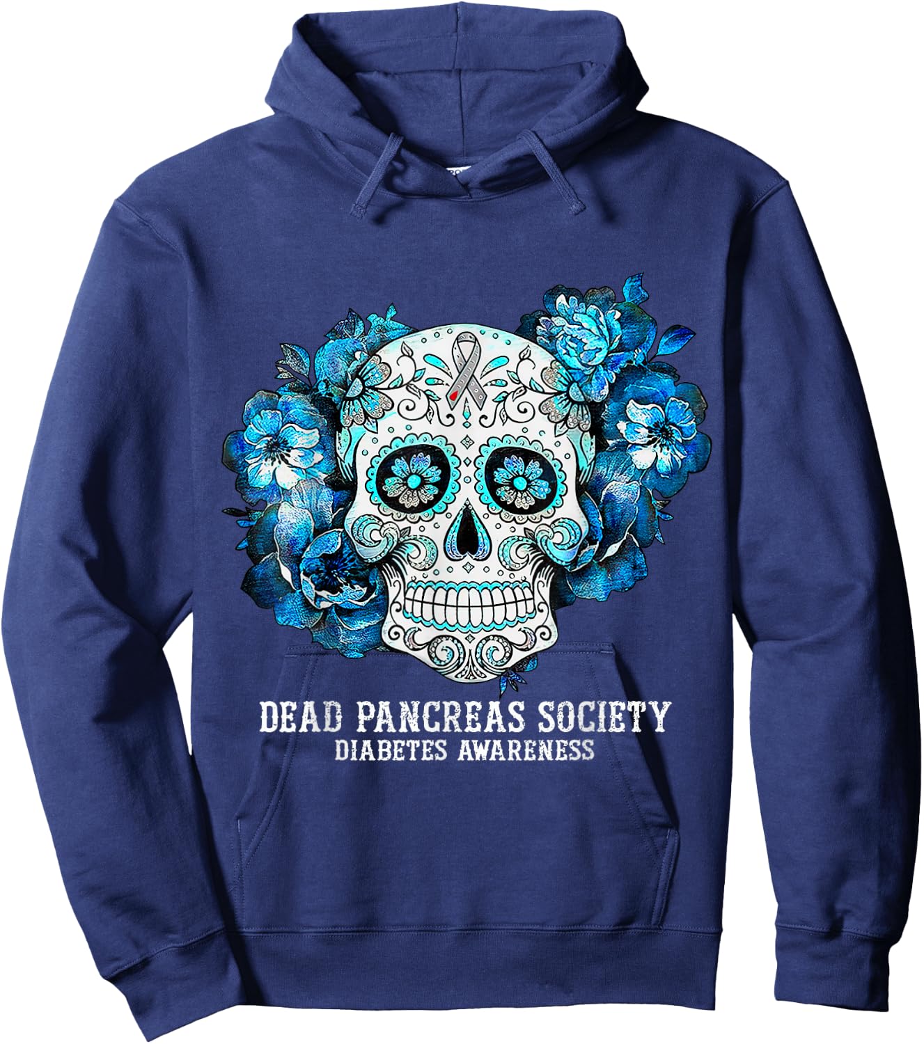 Diabetes Awareness Dead Pancreas Society Sugar Skull Hoodie - Hoodie | Navy