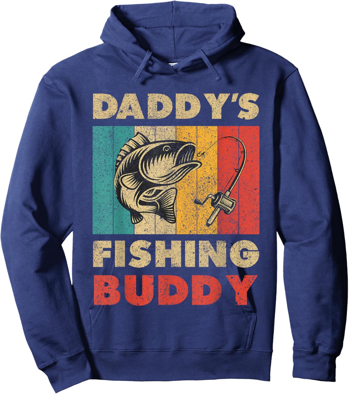 Funny Fishing Daddy's Fishing Buddy Vintage Fishing Hoodie - Hoodie | Navy